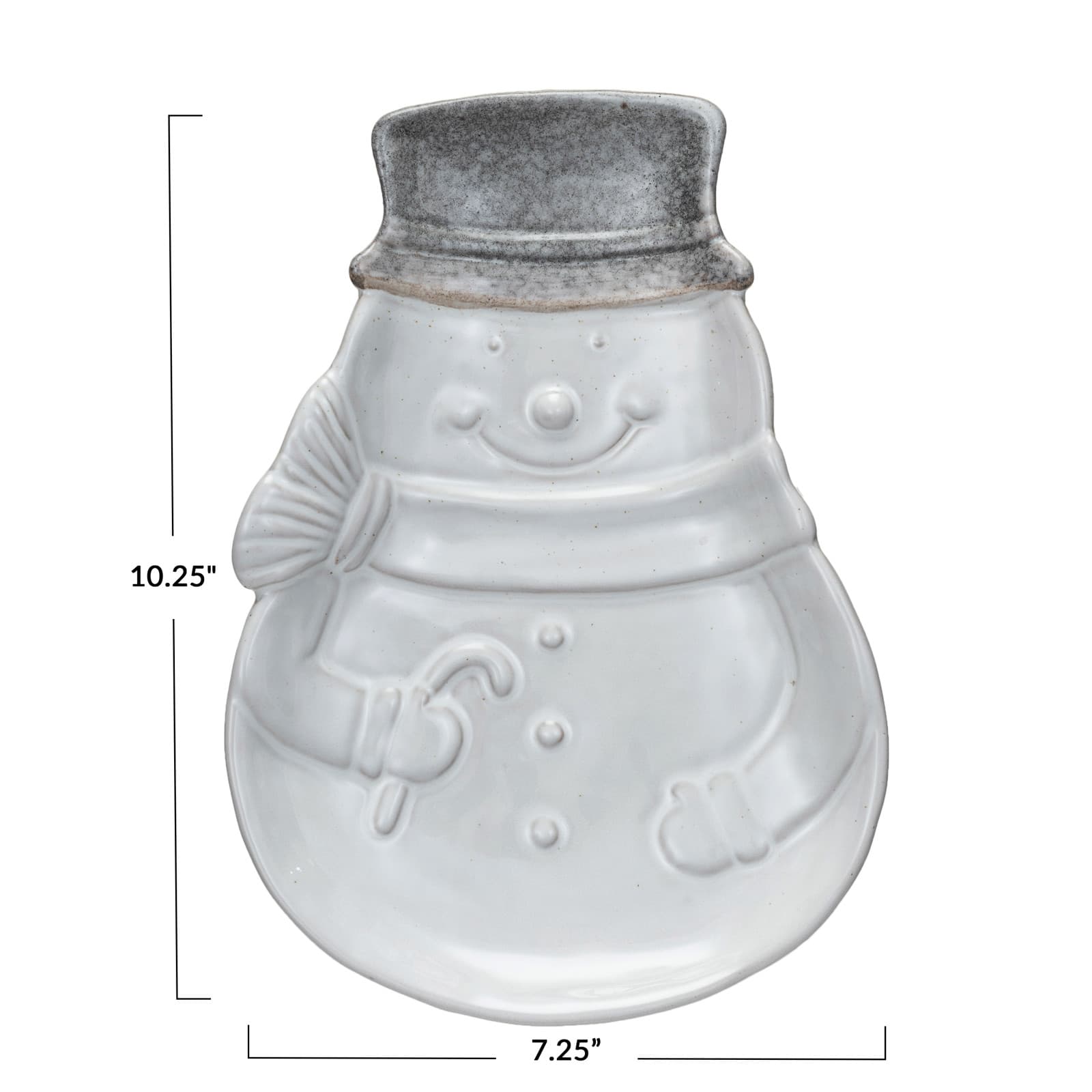 Hello Honey® 10.25" Antique White Stoneware Snowman Shaped Plate with Reactive Glaze