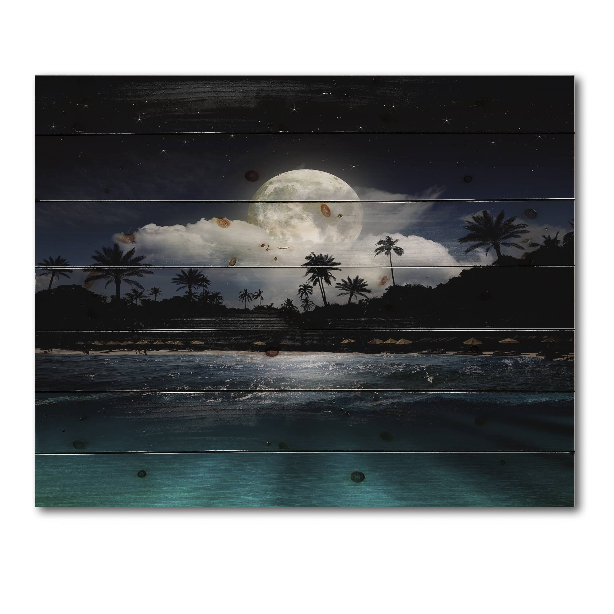 Designart - Fishing Boat Under Tropical Full Moon