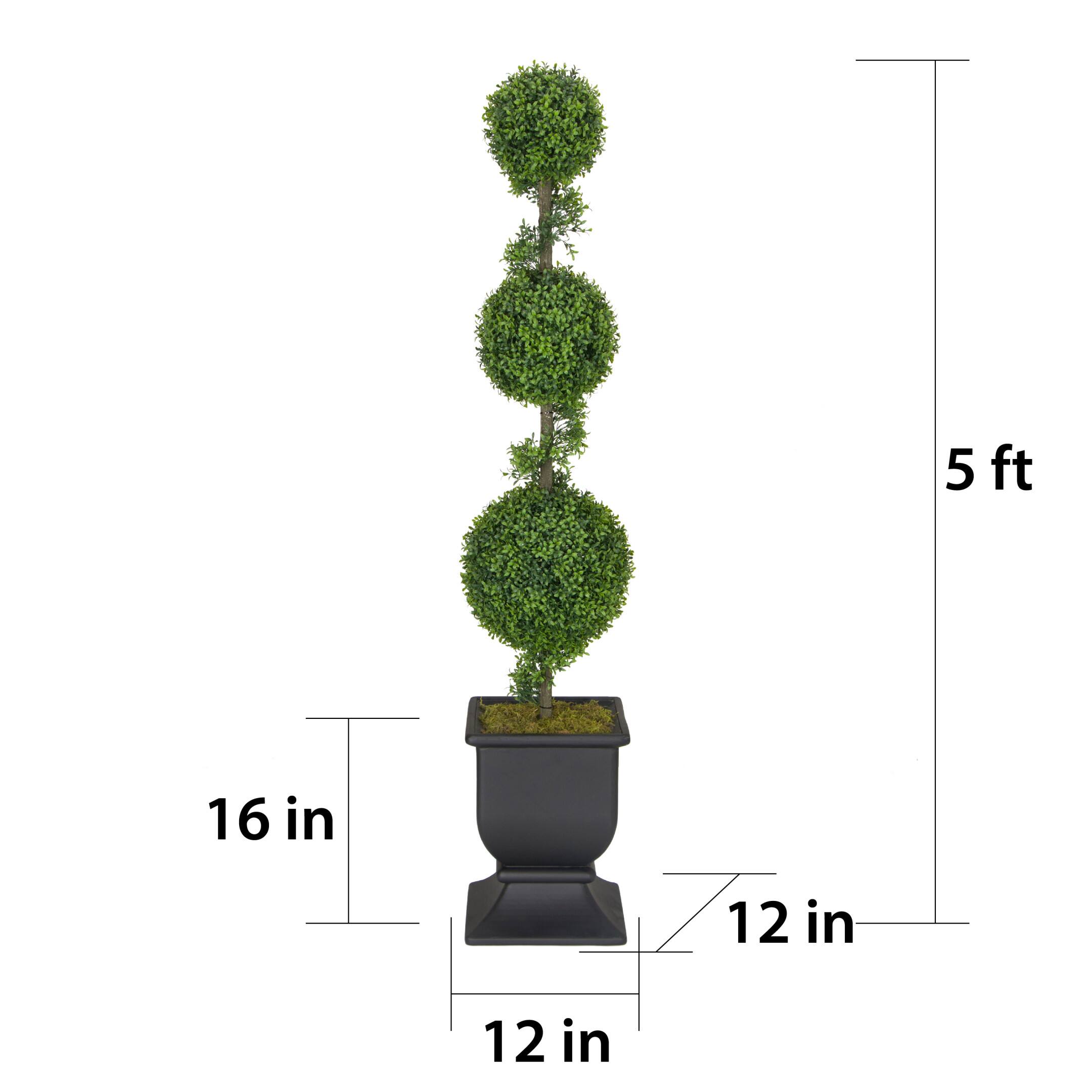5ft. Topiary Triple Ball Boxwood Artificial Tree in Decorative Urn
