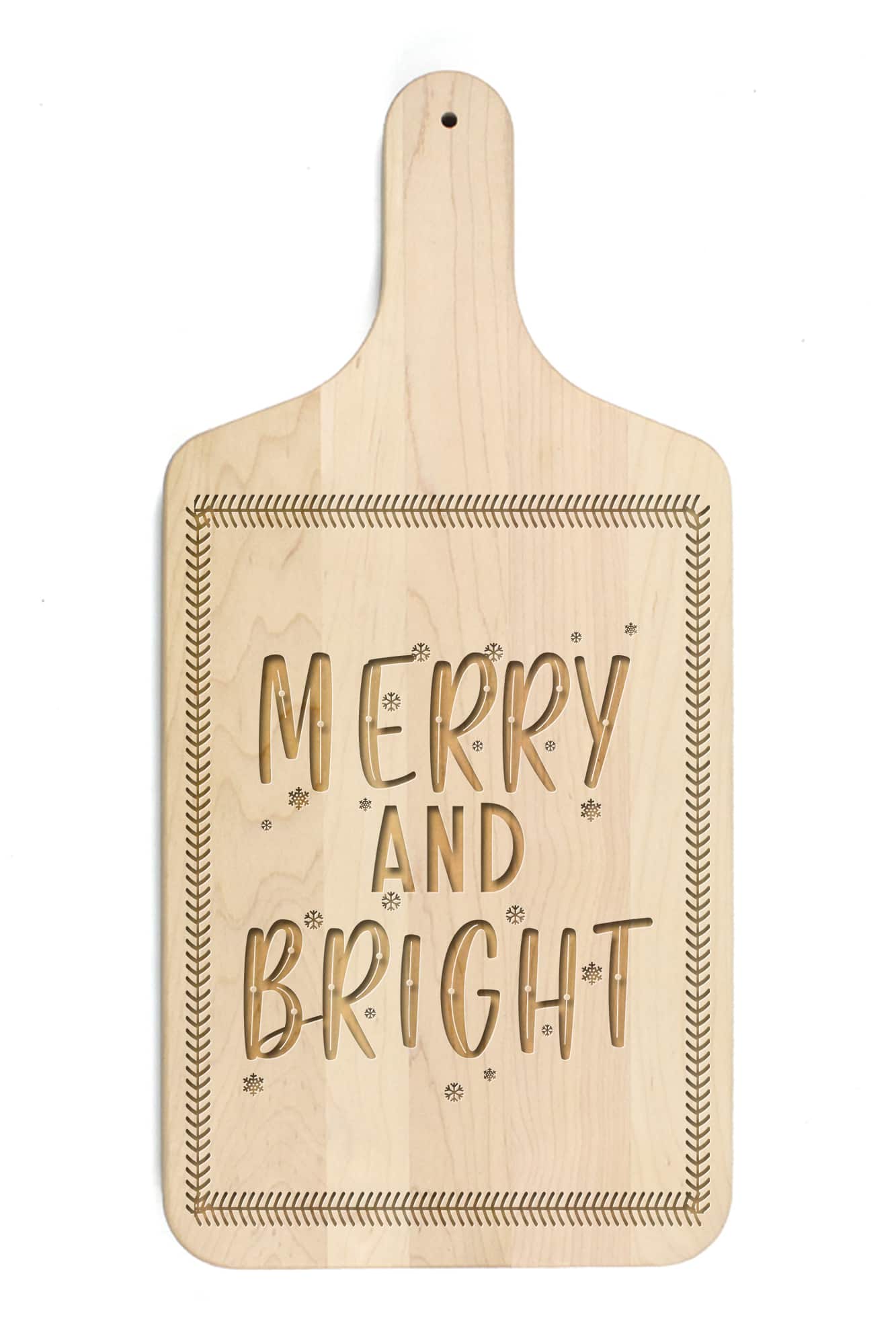 17" Merry & Bright Maple Paddle Cutting Board