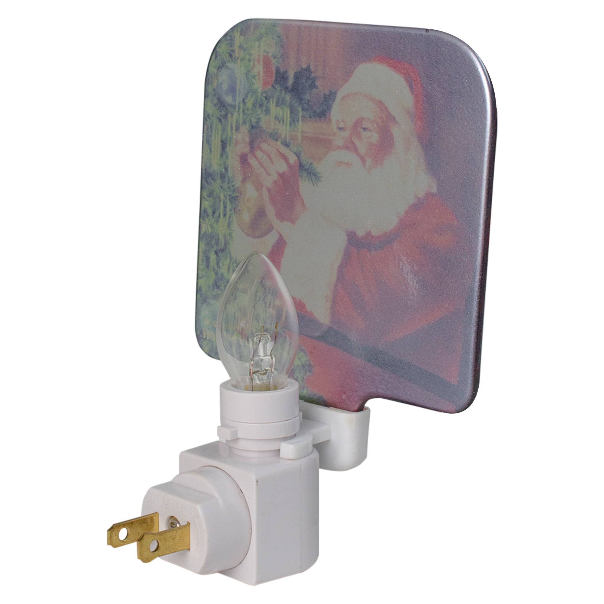 6" Norman Rockwell 'Santa Trimming Tree' Glass Christmas Night Light