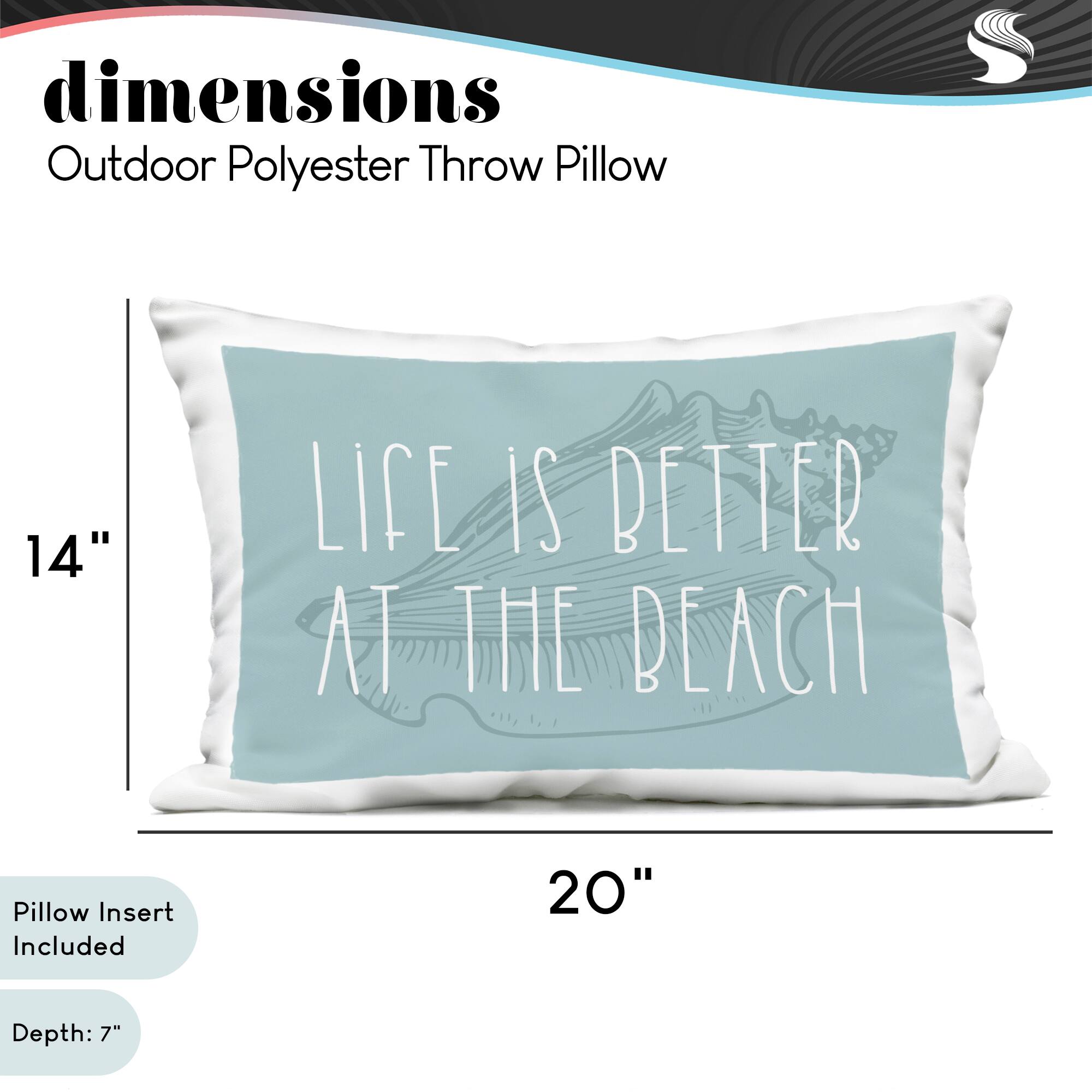 Stupell Industries 14" x 20" Better at Beach Seashell Outdoor Print Throw Pillow