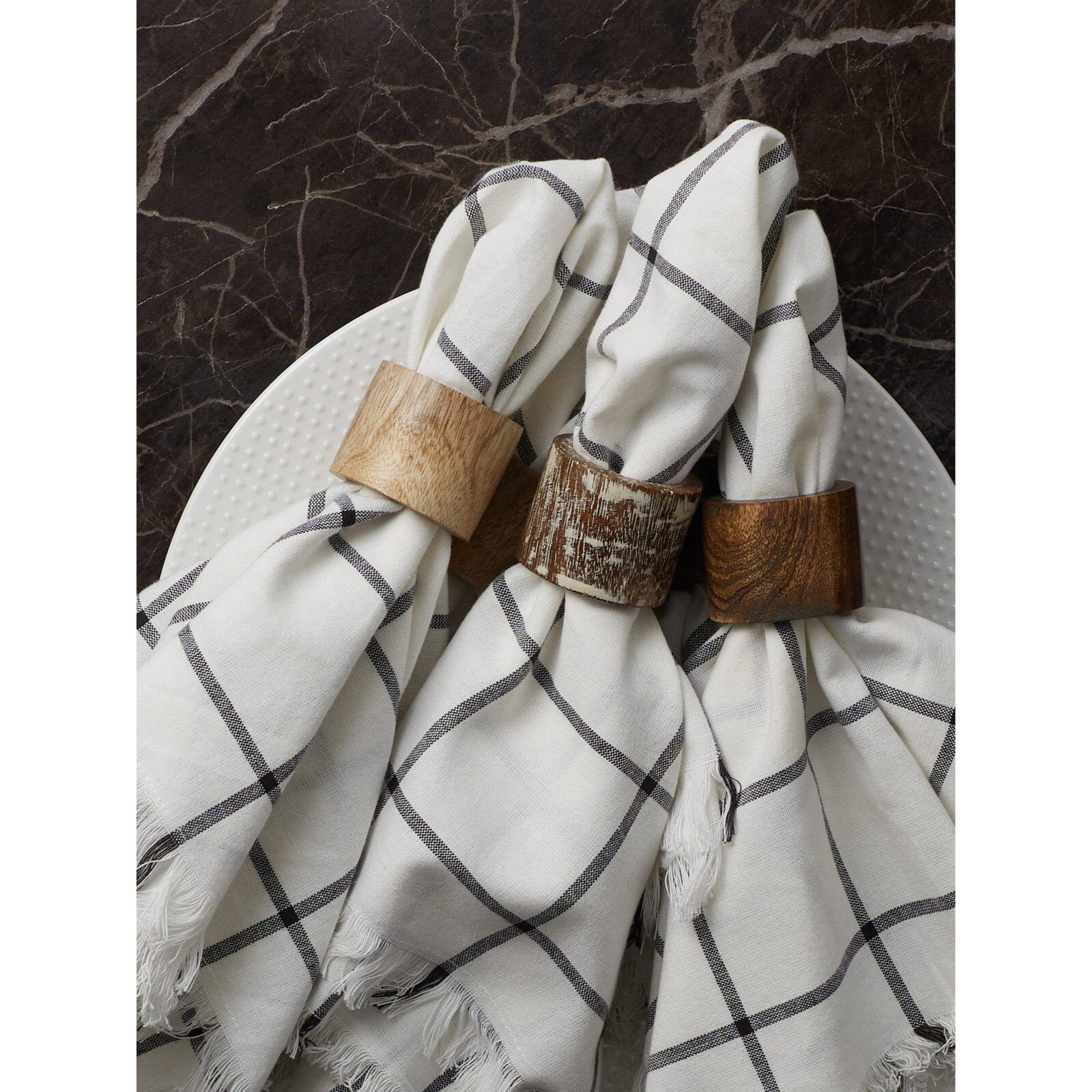 DII® Black Rub Finish Wood Band Napkin Rings, 6ct.
