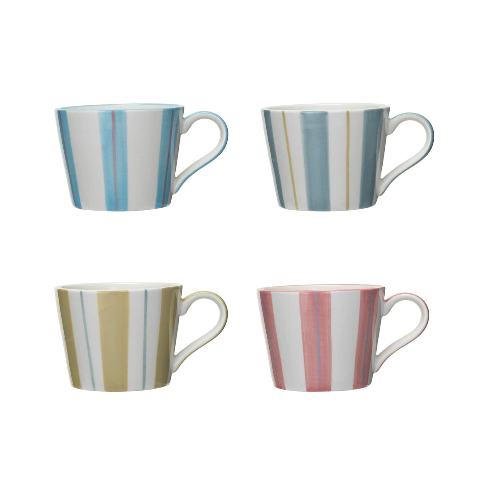 Hello Honey® 12oz. Multicolor Stripes Hand-Painted Stoneware Mug Set