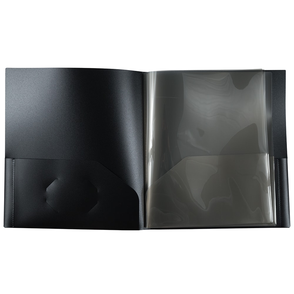 JAM Paper Black Heavy Duty Plastic 10-Pocket Folder, 3ct.
