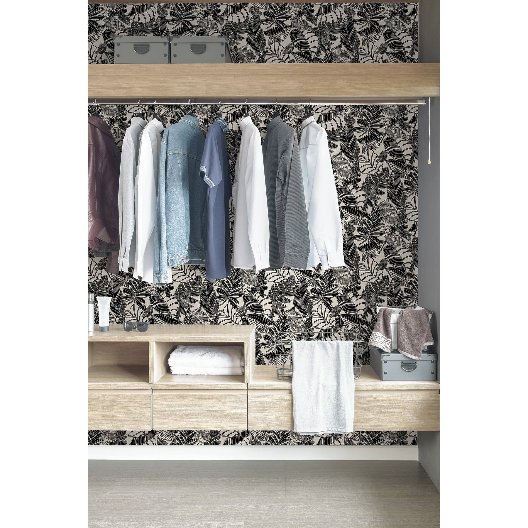 My Style Pindo Wood Cut Palm Peel & Stick Wallpaper