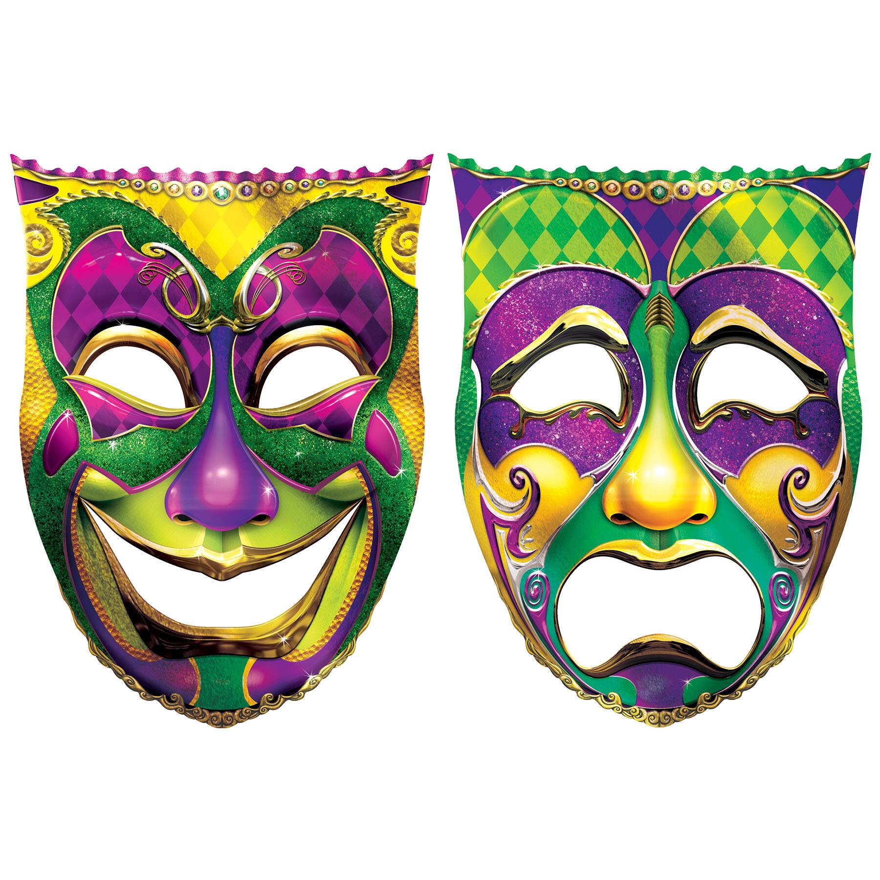 Beistle 18.25" x 24.75" Jumbo Foil Comedy & Tragedy Face Cutouts, 2ct.