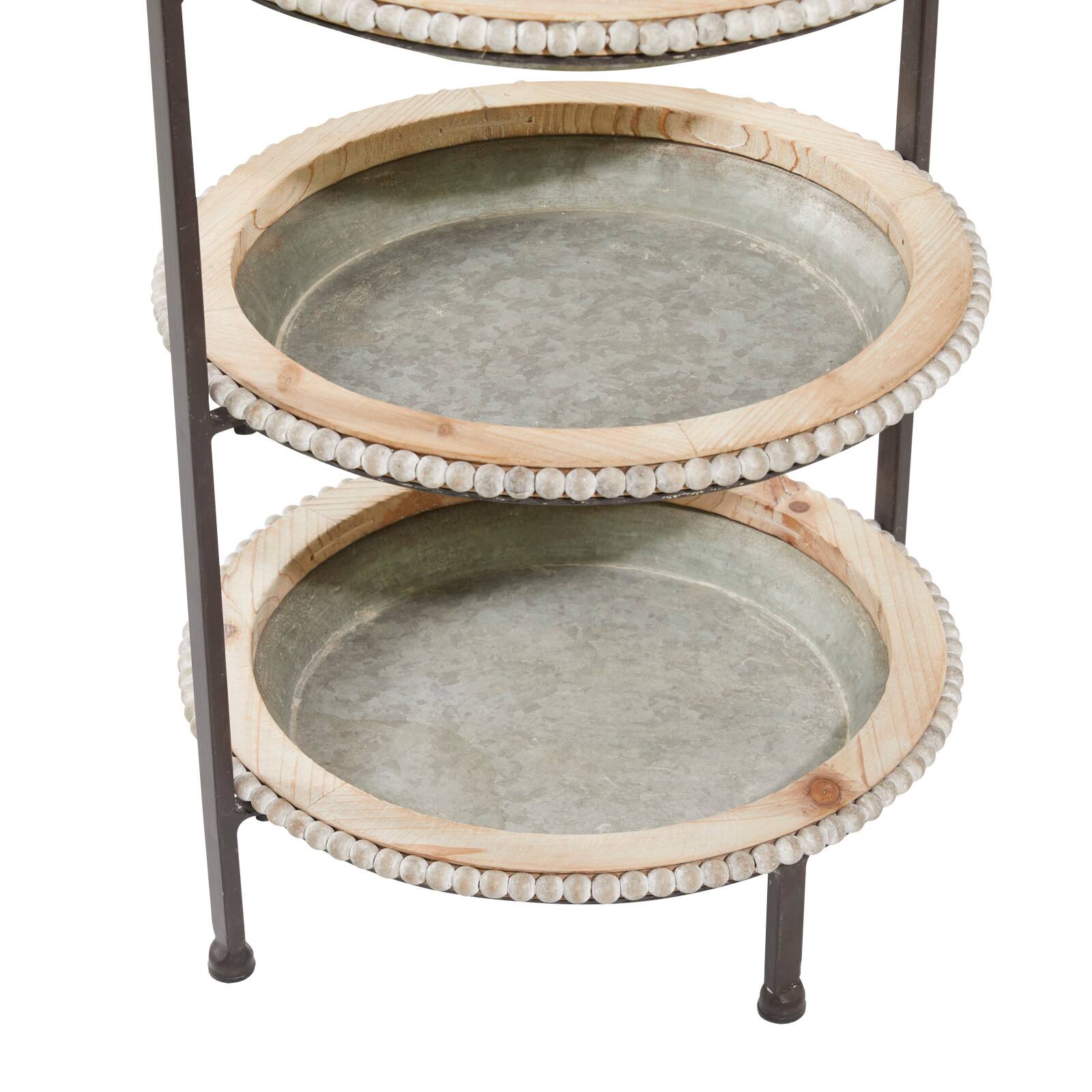 Gray Metal Farmhouse Tiered Server, 29" x 16" x 15"