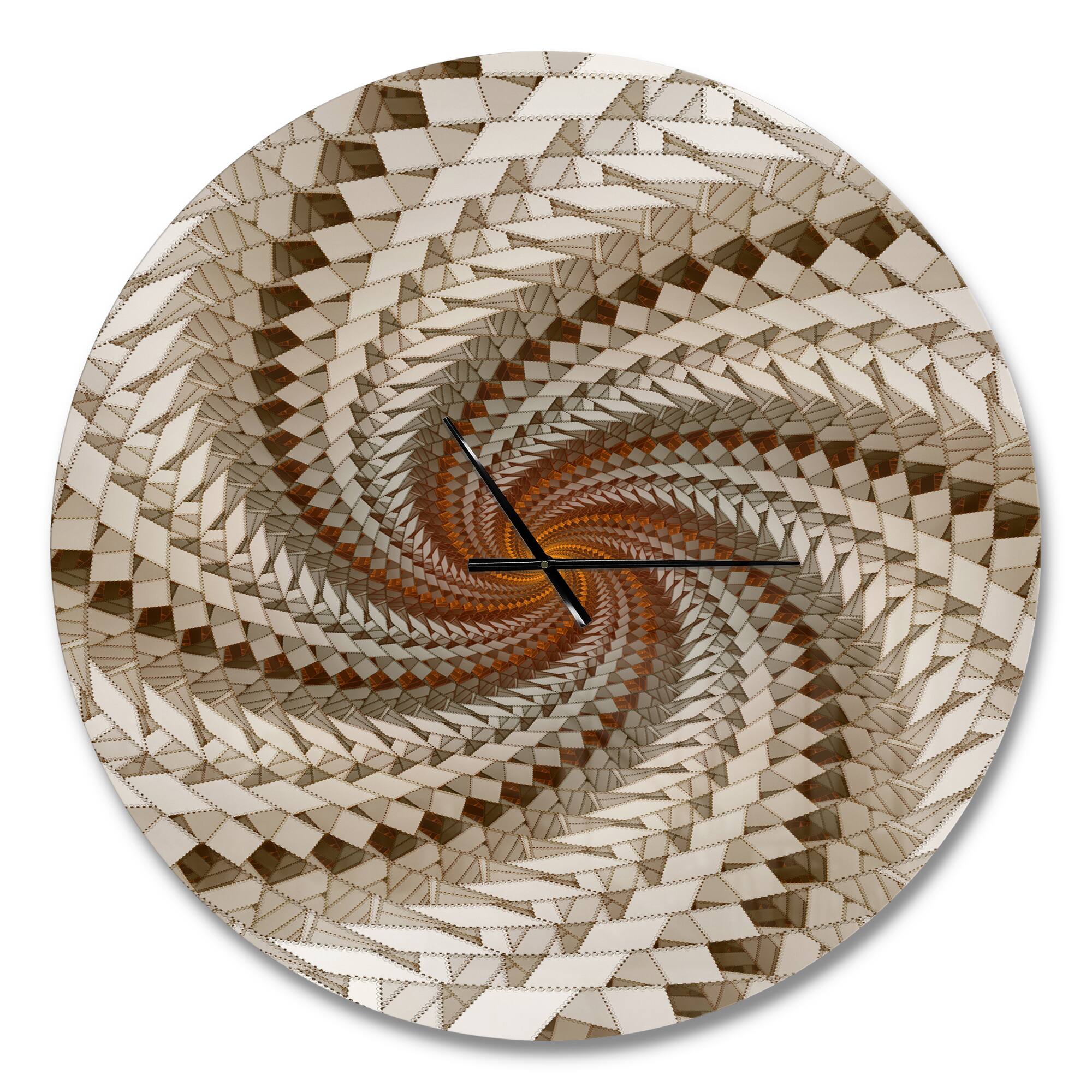 Designart White Fractal Spiral Pattern Modern Wall Clock