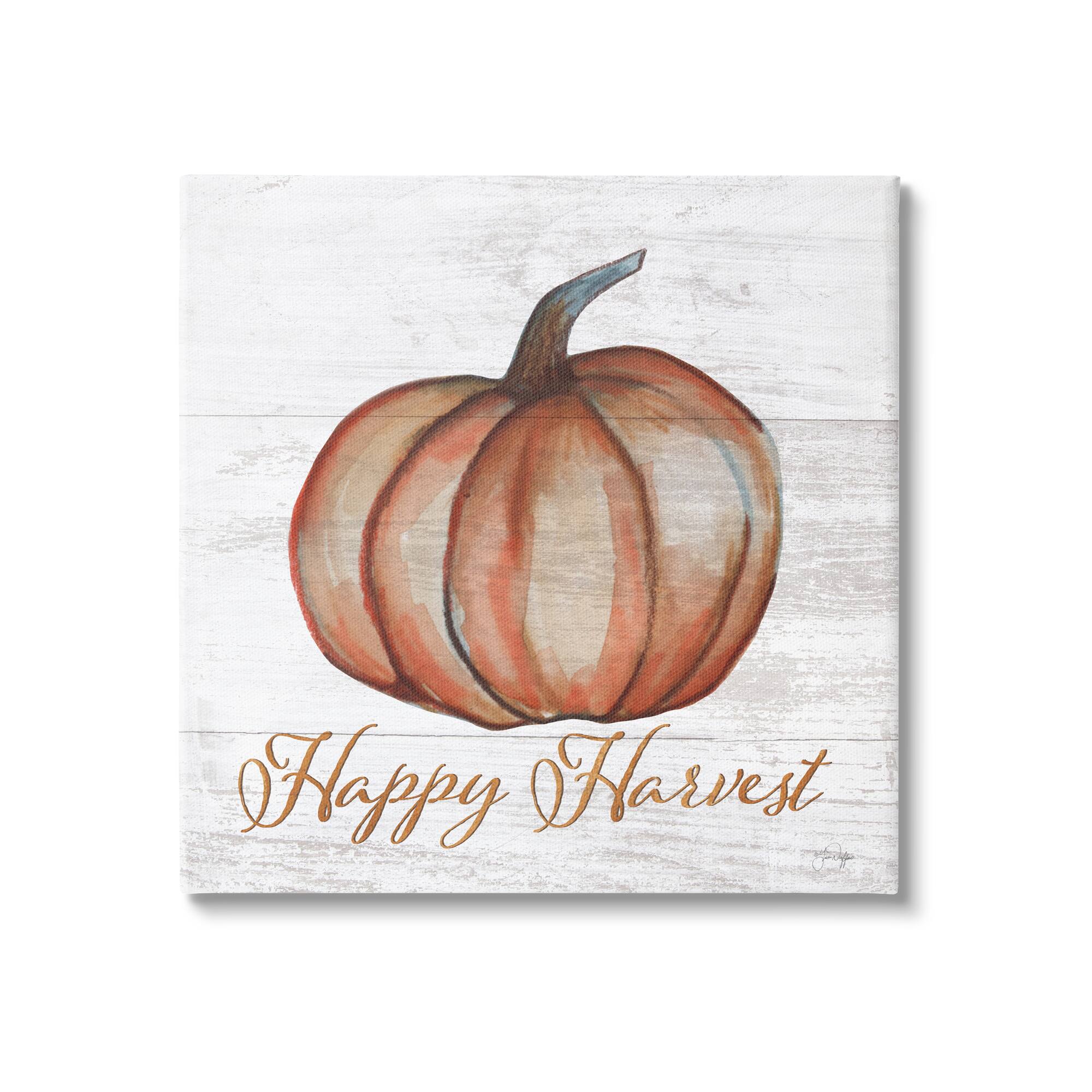 Stupell Industries Happy Harvest Pumpkin Country Rustic Canvas Wall Art
