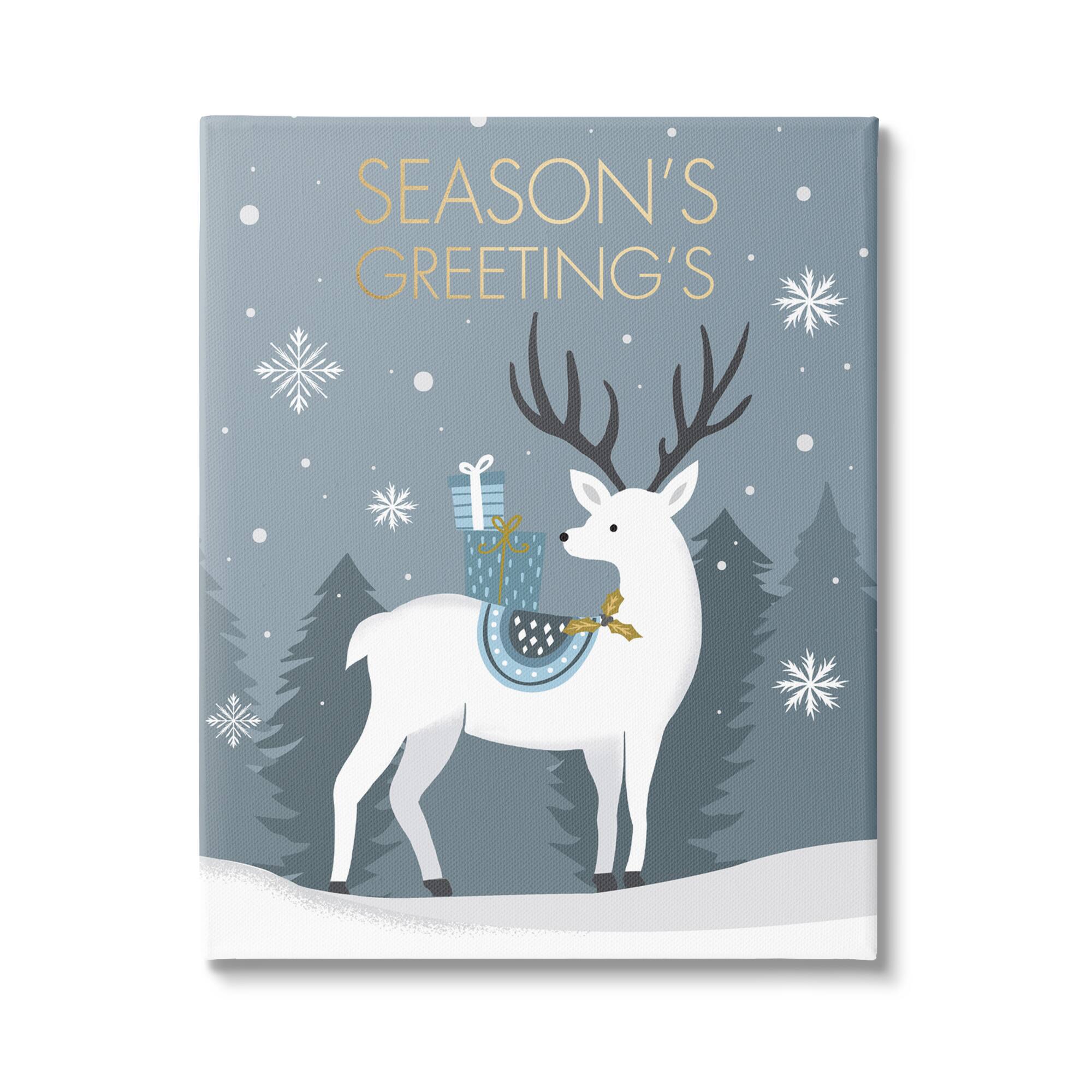 Stupell Industries Season's Greetings Holiday Reindeer Canvas Wall Art