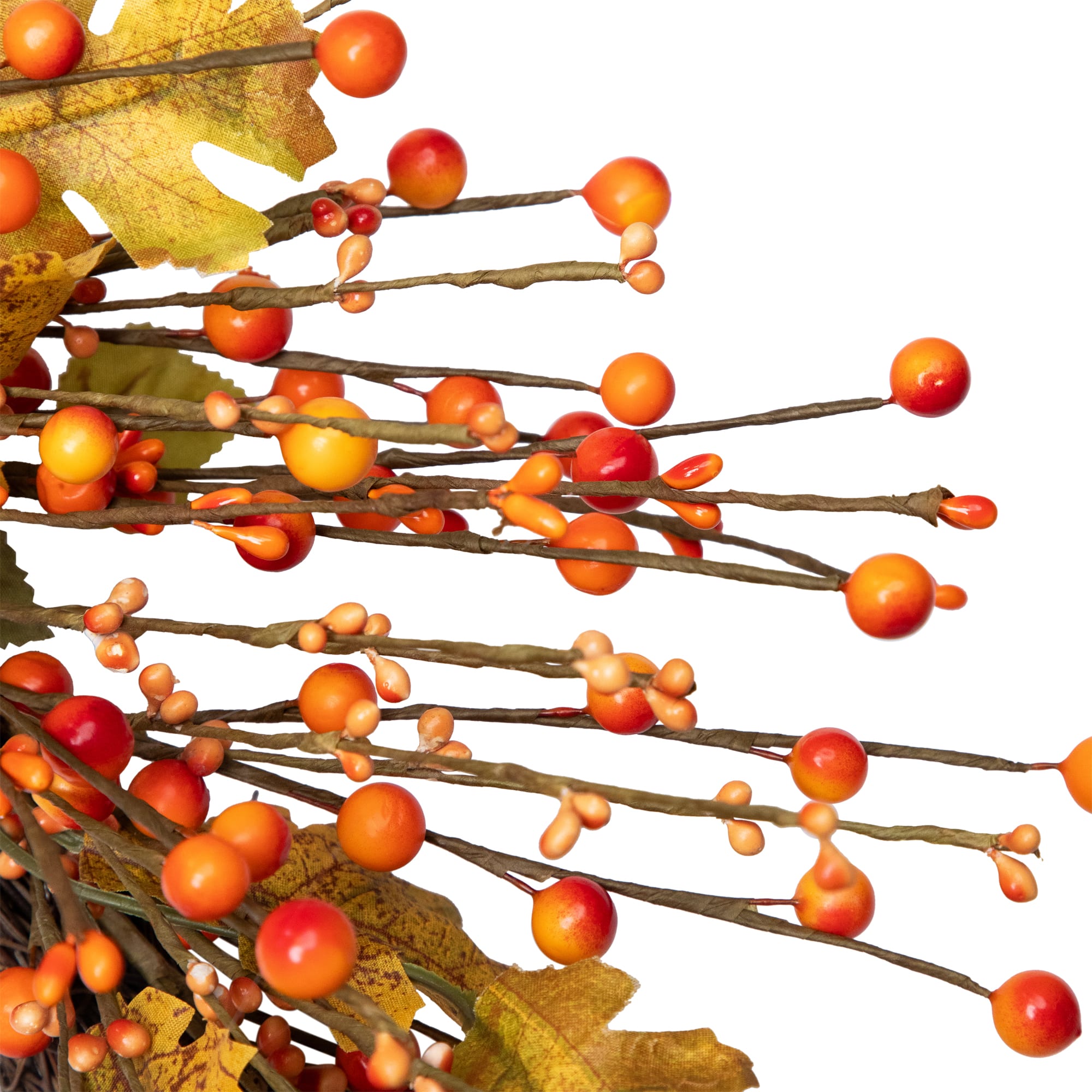 22" Orange Berries & Yellow Leaves Fall Harvest Wreath