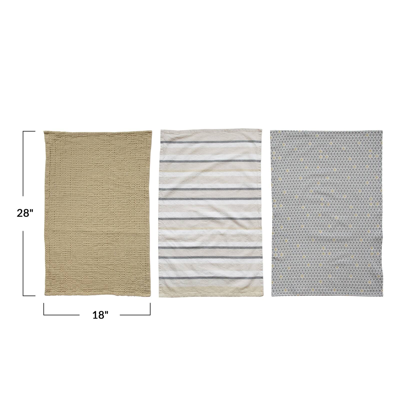 Hello Honey® 28" Mustard Yellow & Gray Cotton Kitchen Tea Towels Set