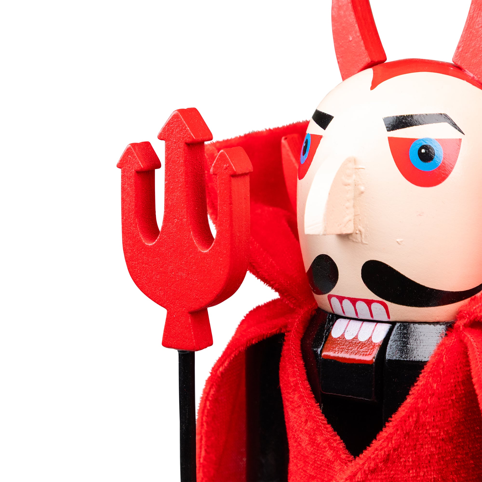Red Wooden Devil Holding Pitch Fork Halloween Nutcracker