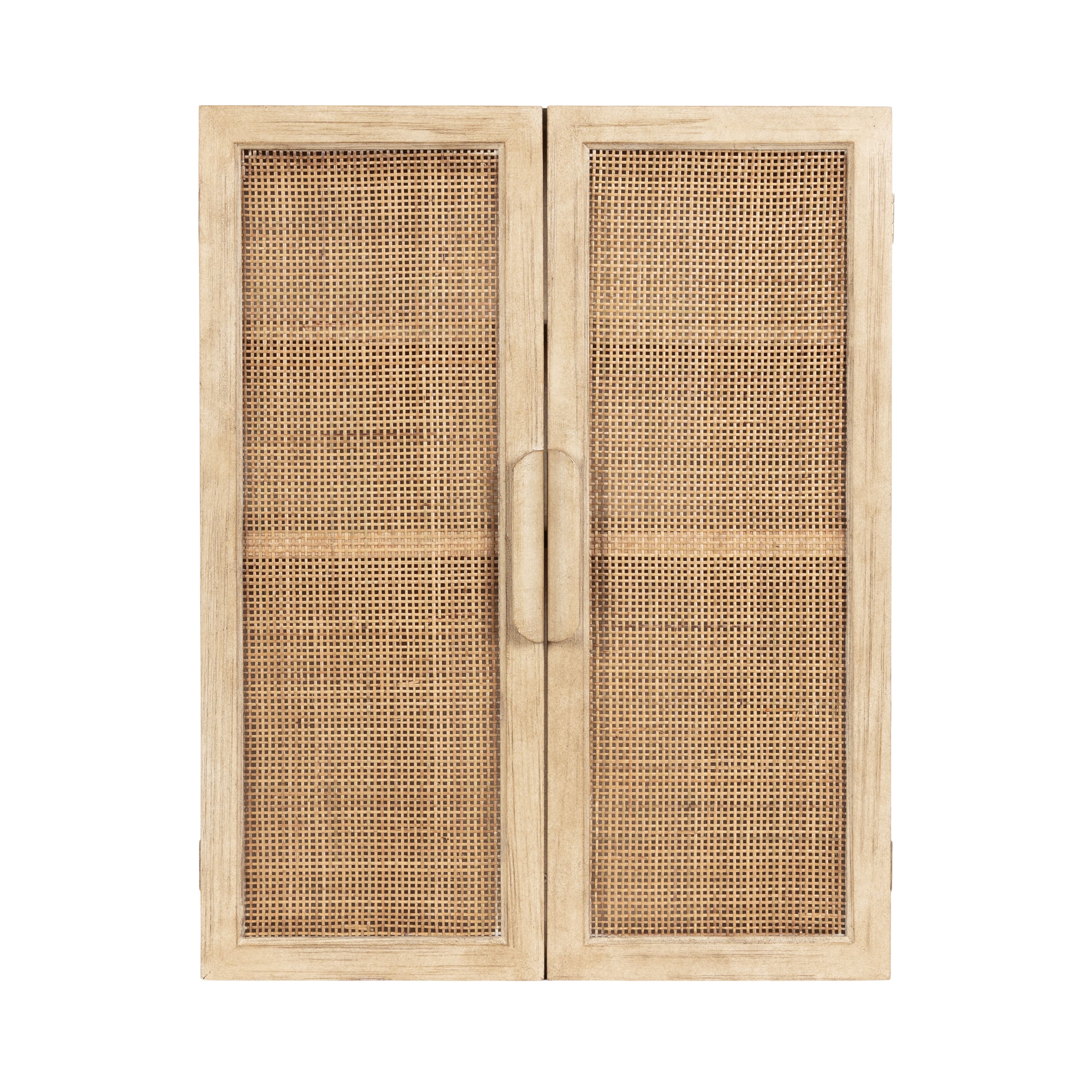 Kate and Laurel Ori Rattan & Wood 2-Door Wall Cabinet