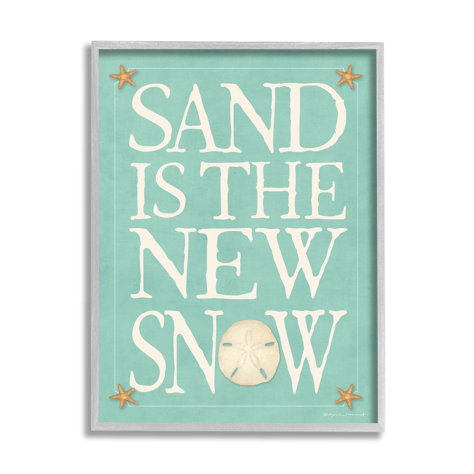 Stupell Industries Sand is the New Snow Nautical Winter Starfish in Gray Frame Wall Art