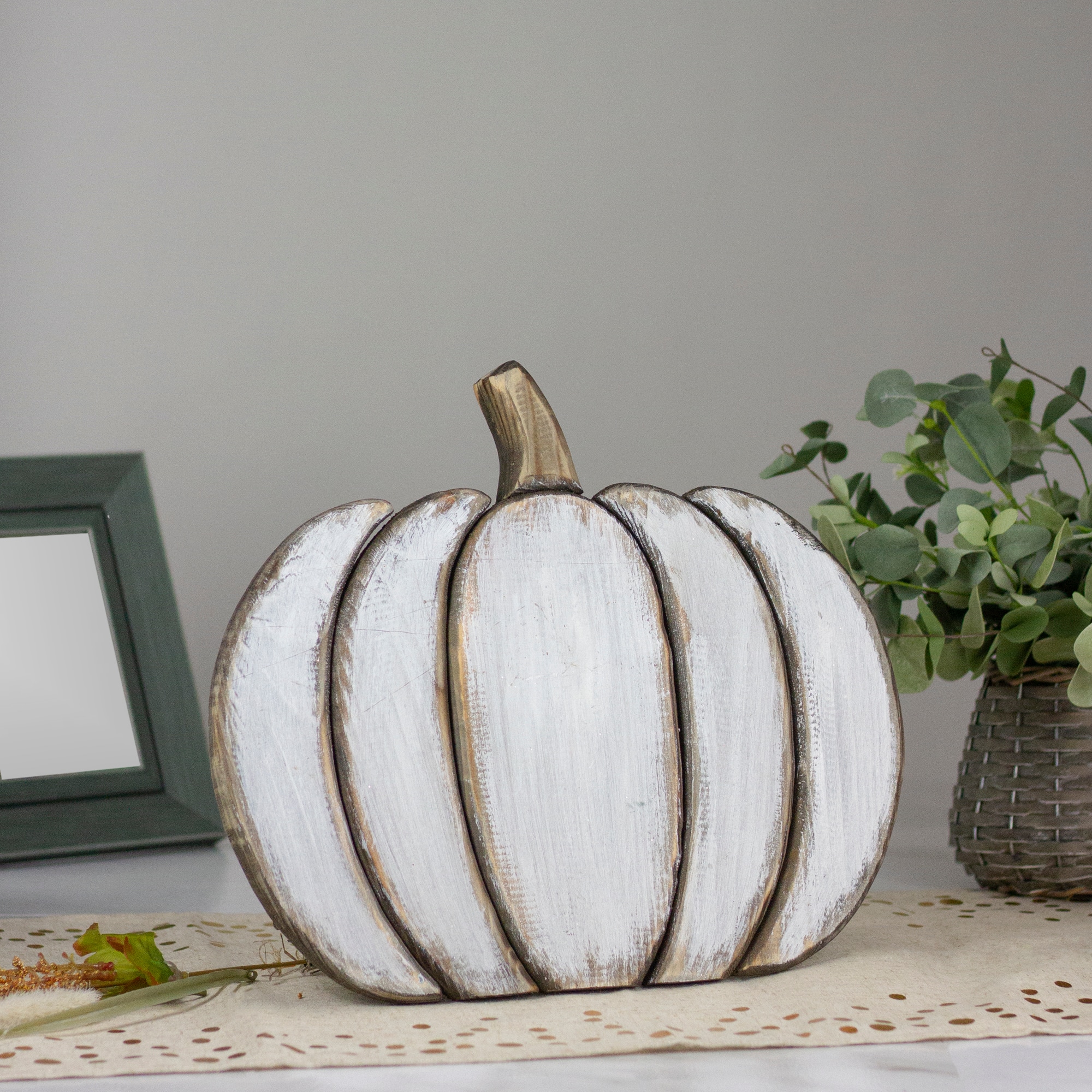 14" Blue & Brown Halloween Pumpkin Tabletop Decoration