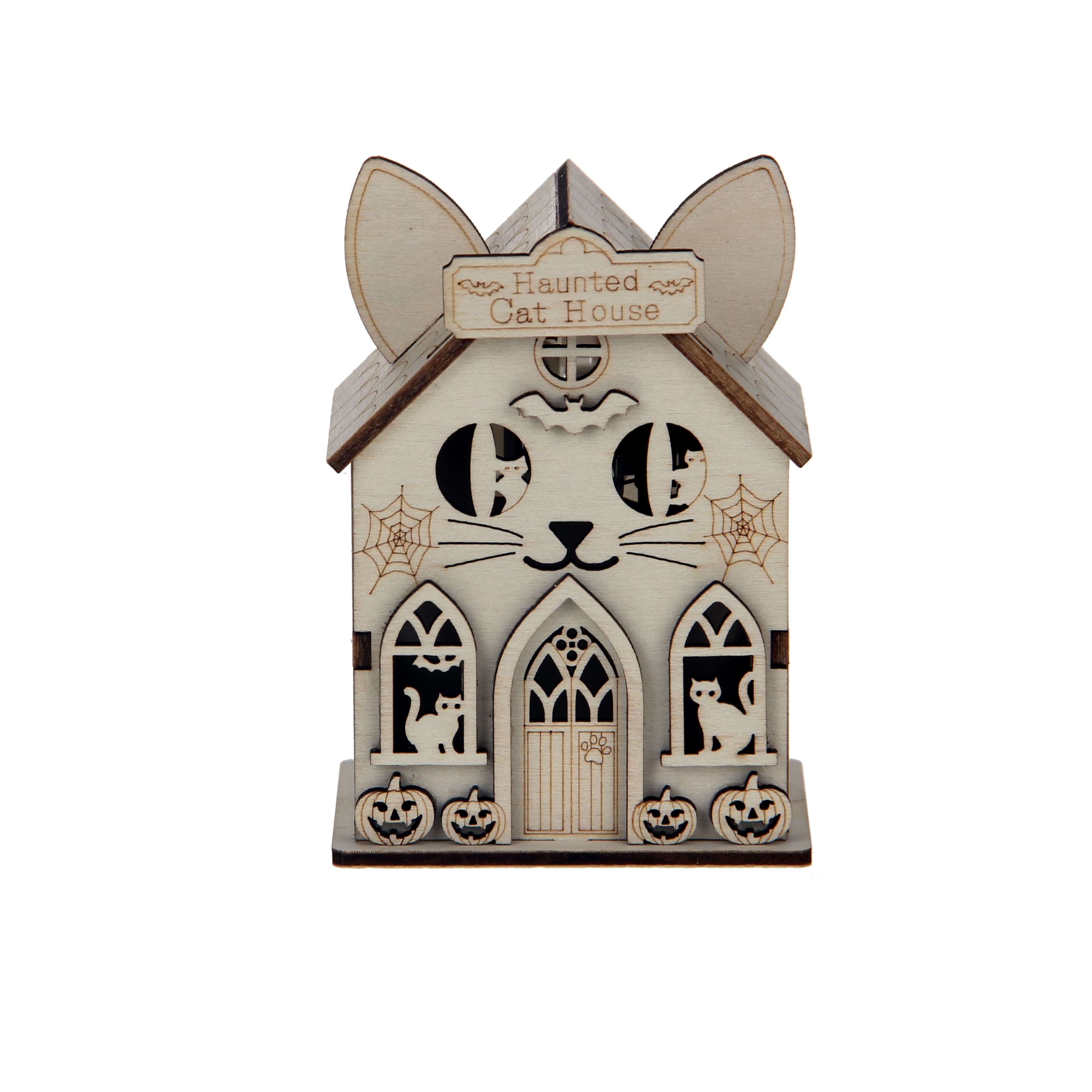 4" Cat Haunted House DIY LED Wood Décor by Make Market®
