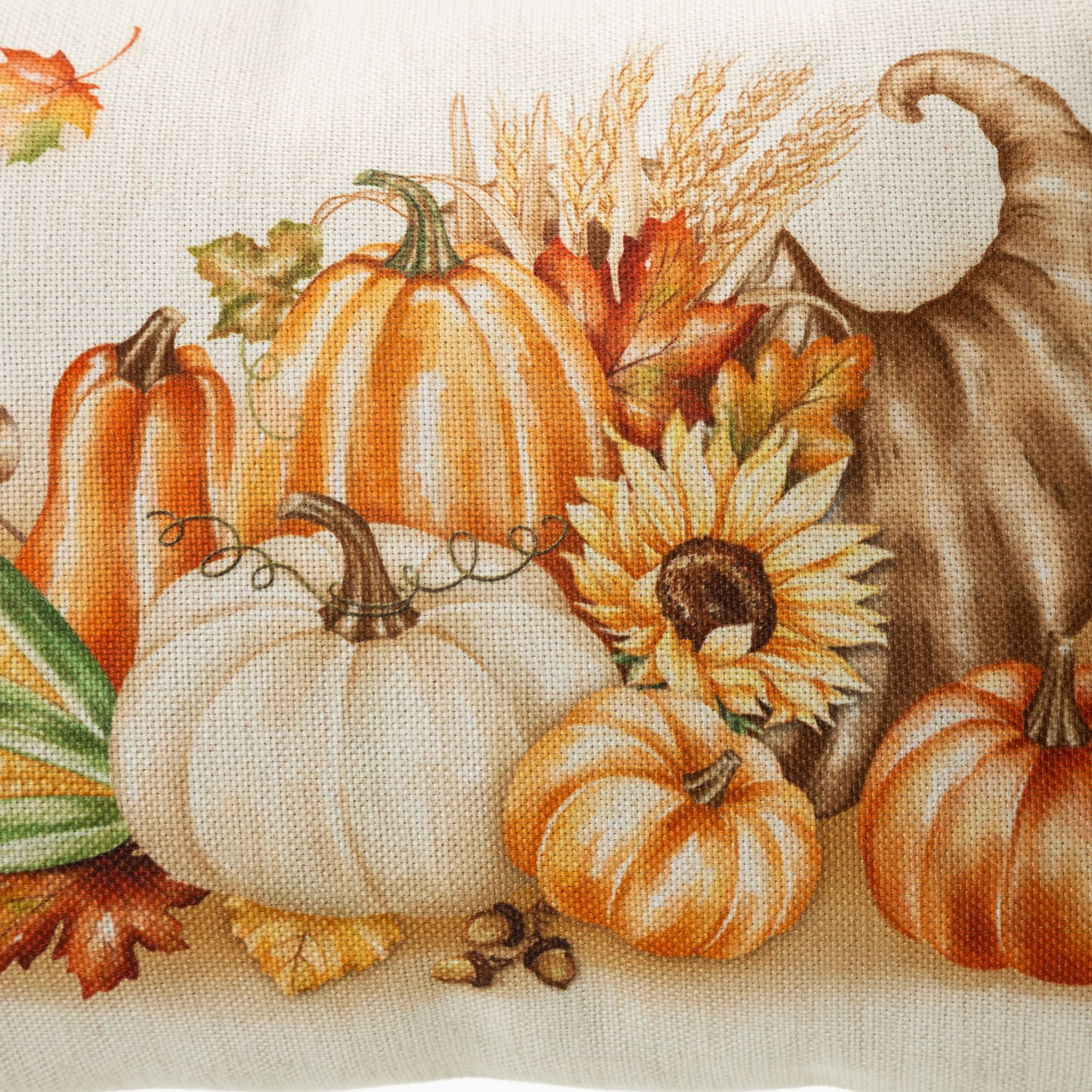 Glitzhome® Faux Burlap Thanksgiving Cornucopia Pillow