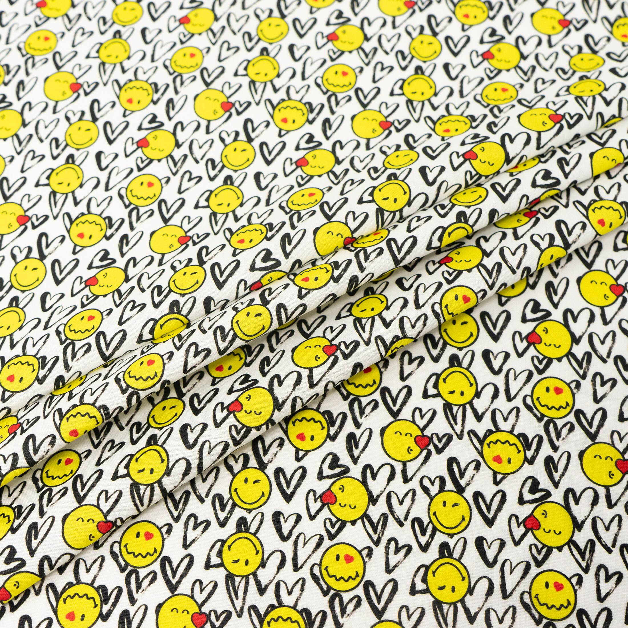 Stitch & Sparkle Smiley World Smile & Love Cotton Fabric