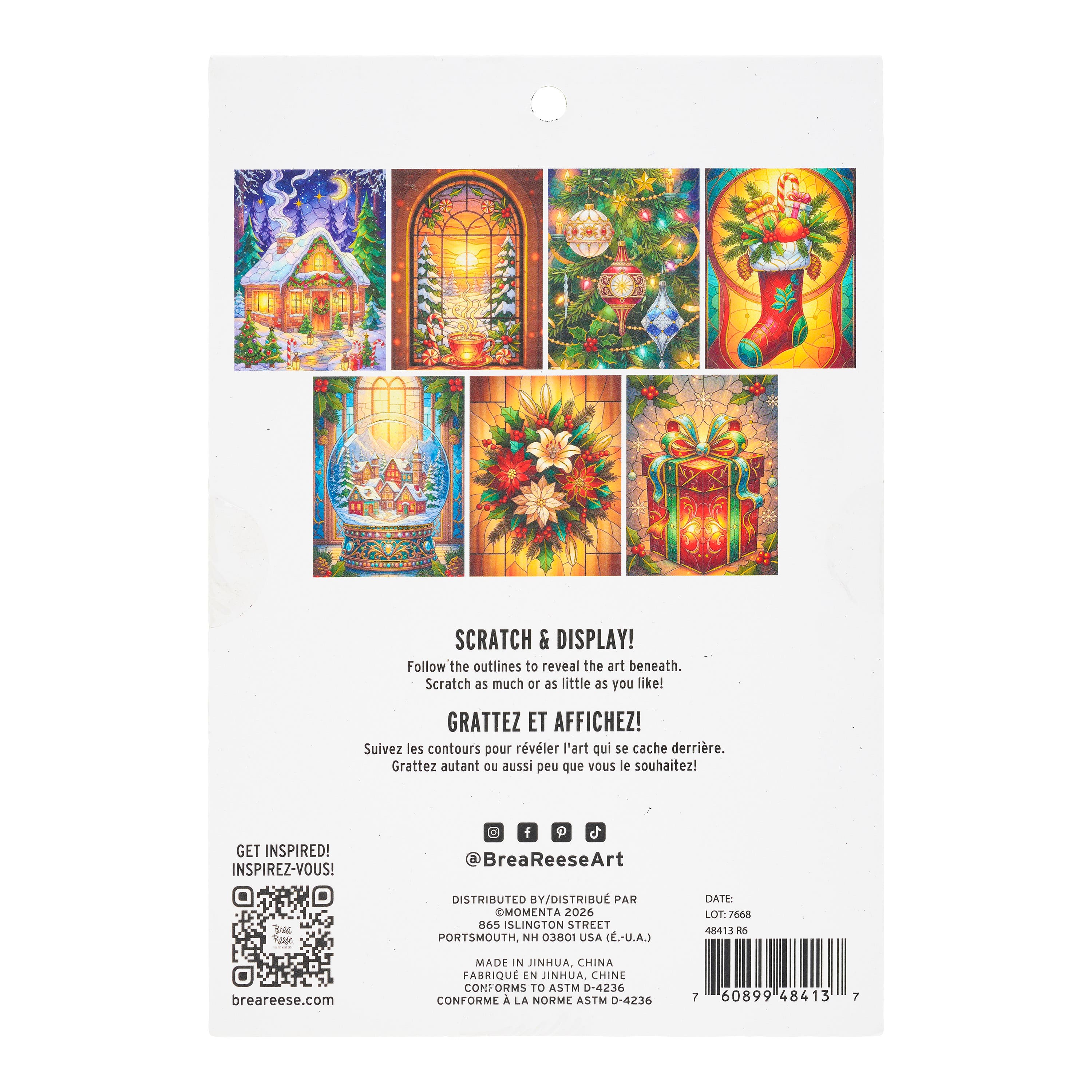 Brea Reese® 6" x 8" Stained Glass Christmas Scratch Art Paper Pad