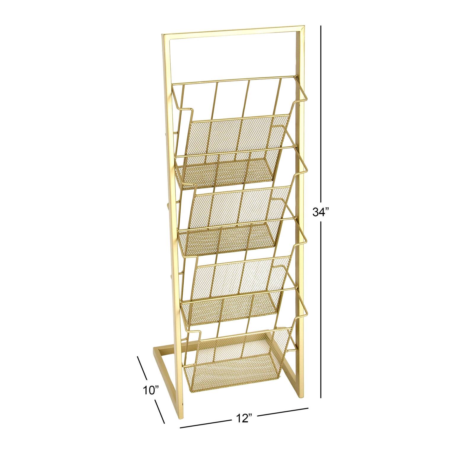 Gold Contemporary Tabletop Metal Magazine Rack