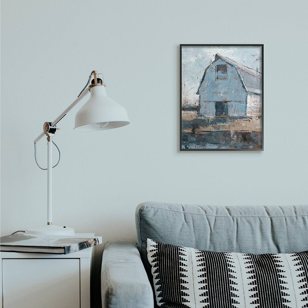 Stupell Industries Abstract Distressed White Barn Farm Architecture Framed Wall Art