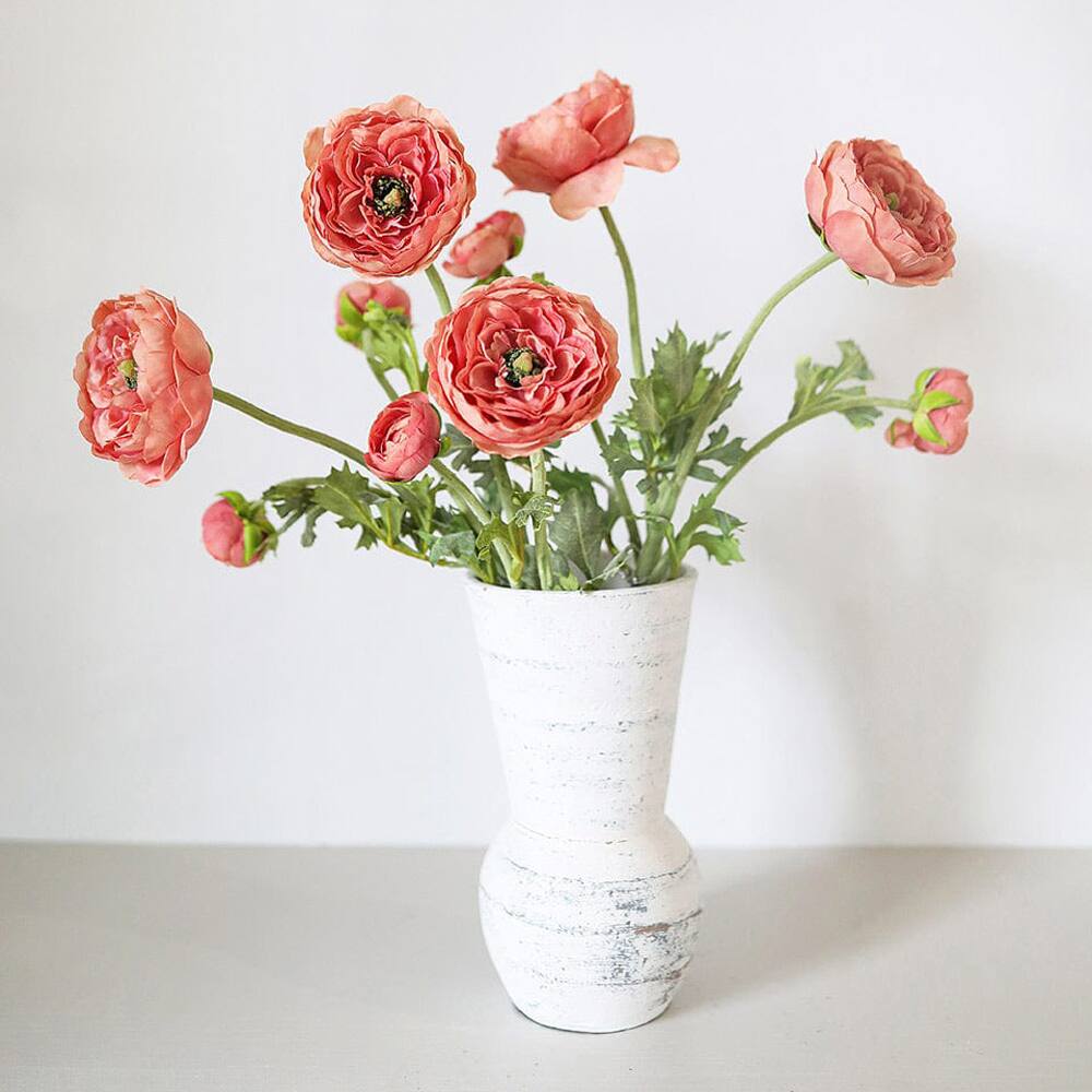 Prestige Botanicals 19.5" Artificial Salmon Pink Ranunculus Stem