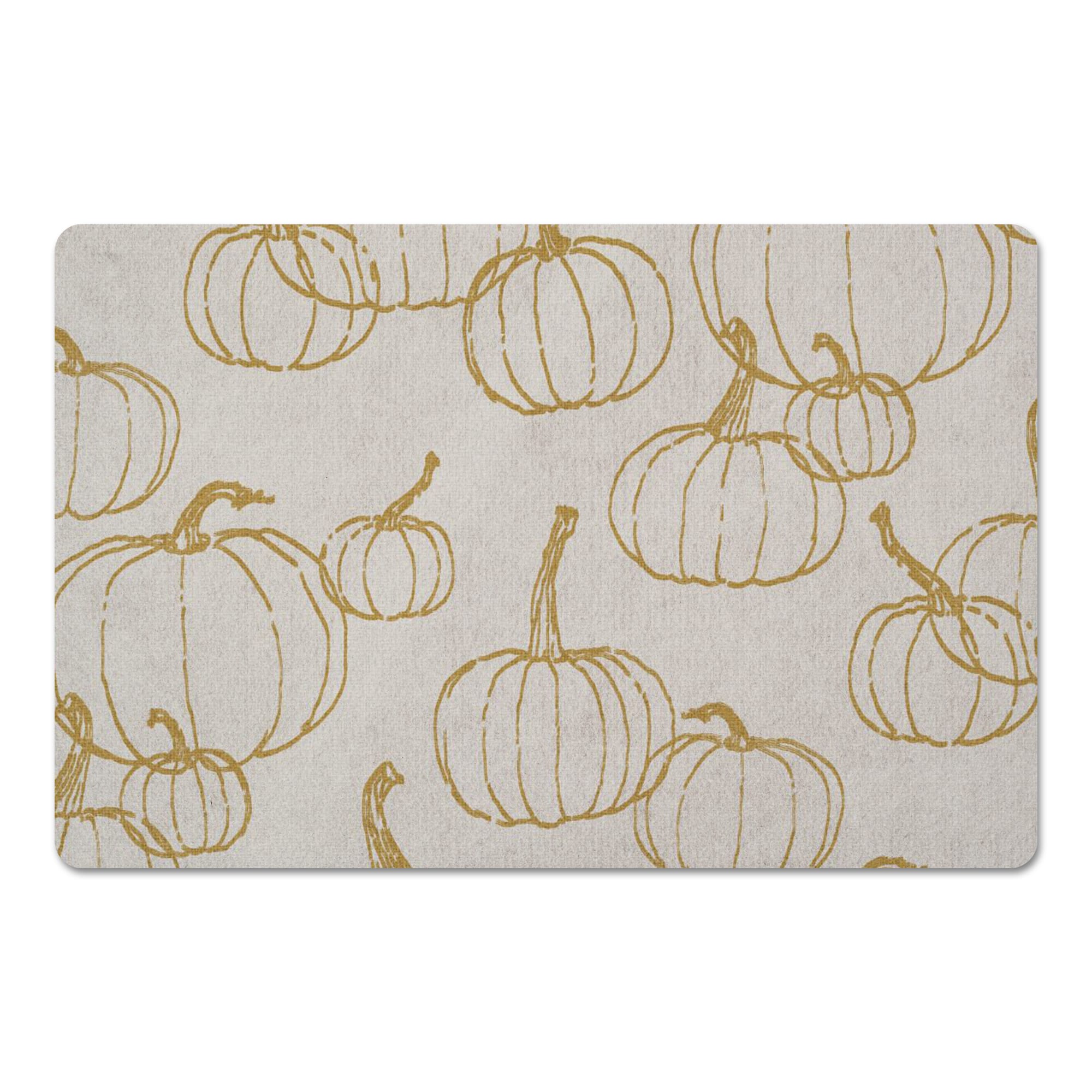 Mustard Yellow Multi Pumpkin Pattern Floor Mat