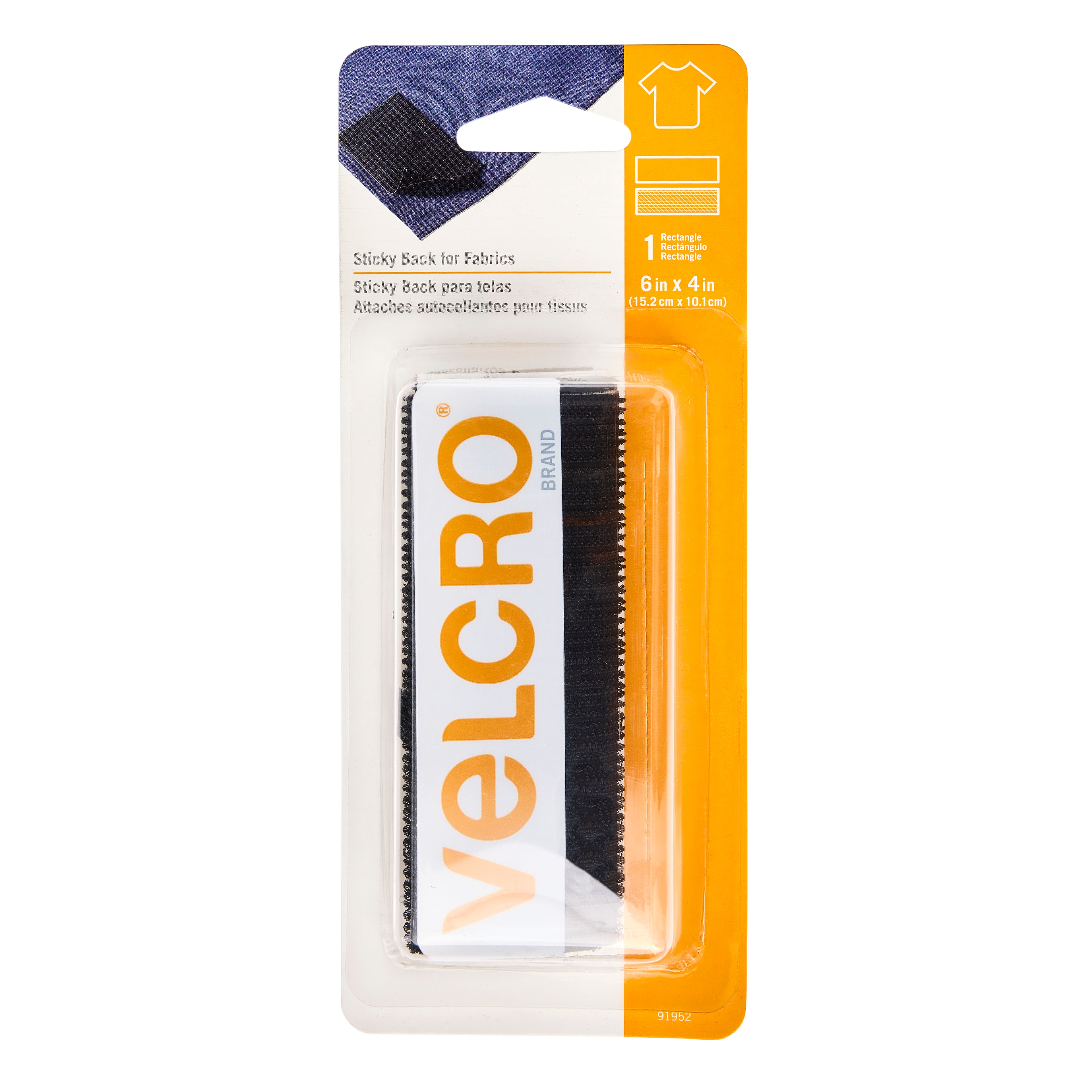 6 Pack: VELCRO® Brand Sticky Back for Fabrics Rectangle Fastener