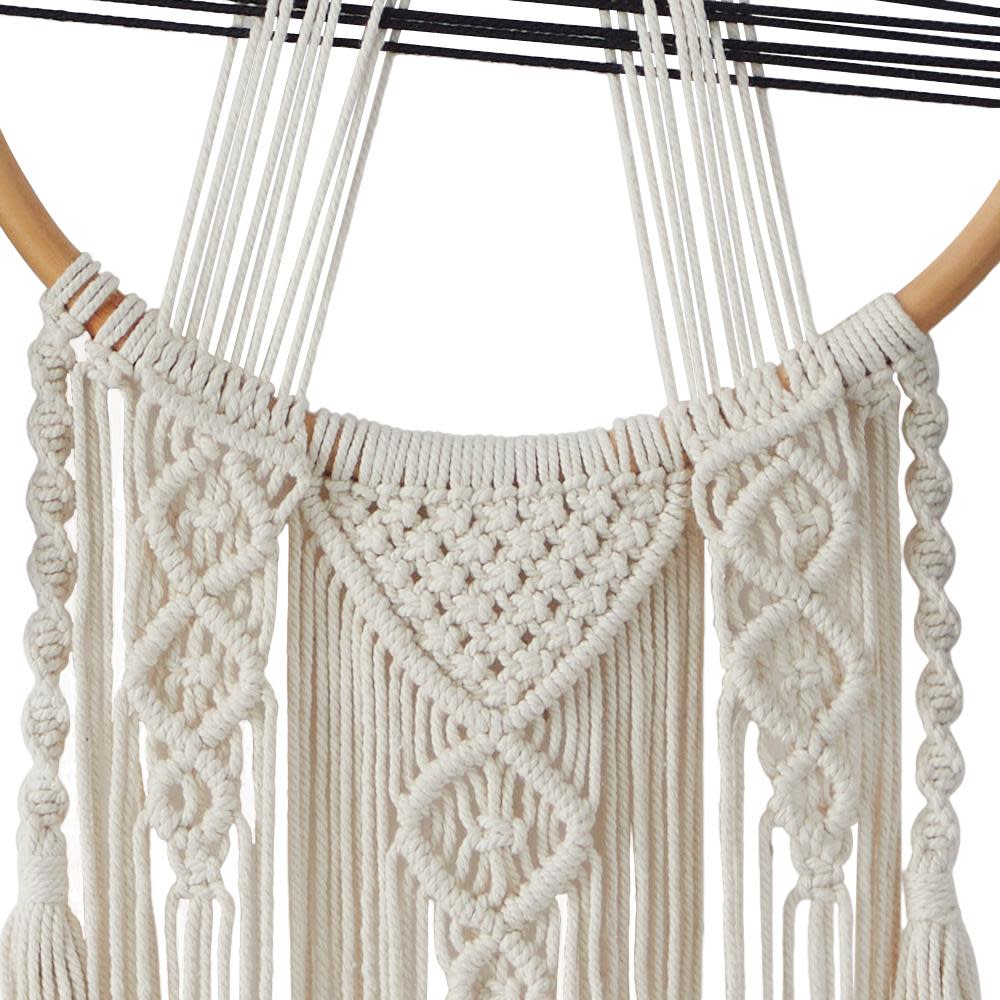 18" x 47" Black & White Fabric Bohemian Macrame Wall Décor