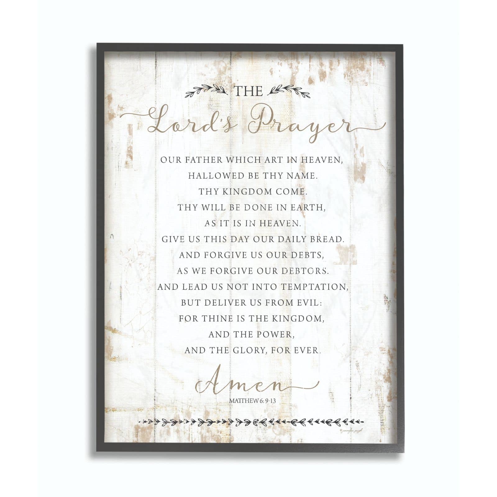 Stupell Industries The Lords Prayer Our Father Rustic Distressed White Wood Look Framed Wall Art