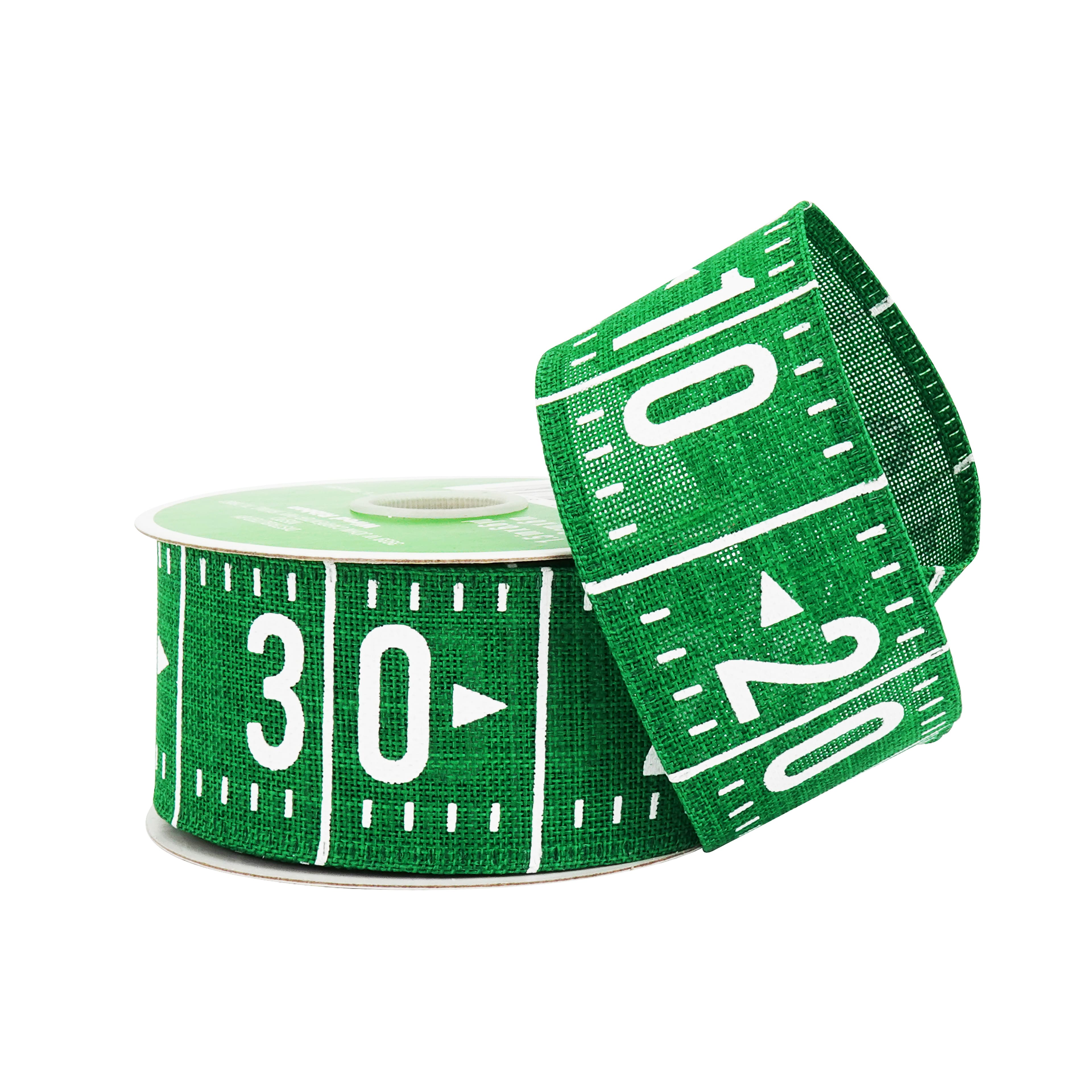 1.5" x 6.6yd. Football Field Wired Faux Linen Ribbon by Celebrate It®