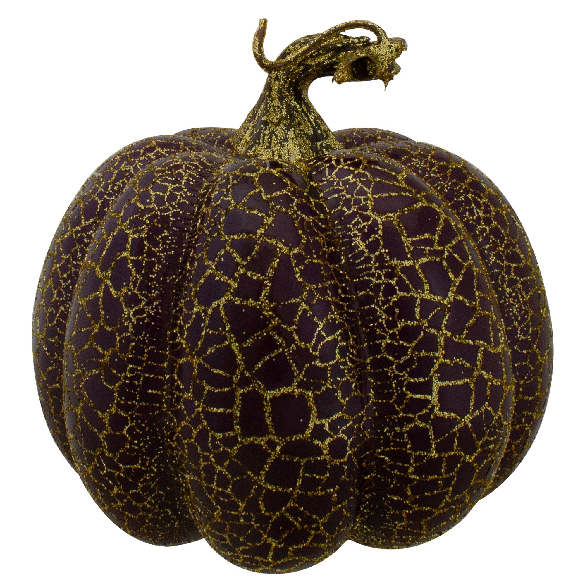 4" Brown & Purple Fall Harvest Tabletop Pumpkin Set