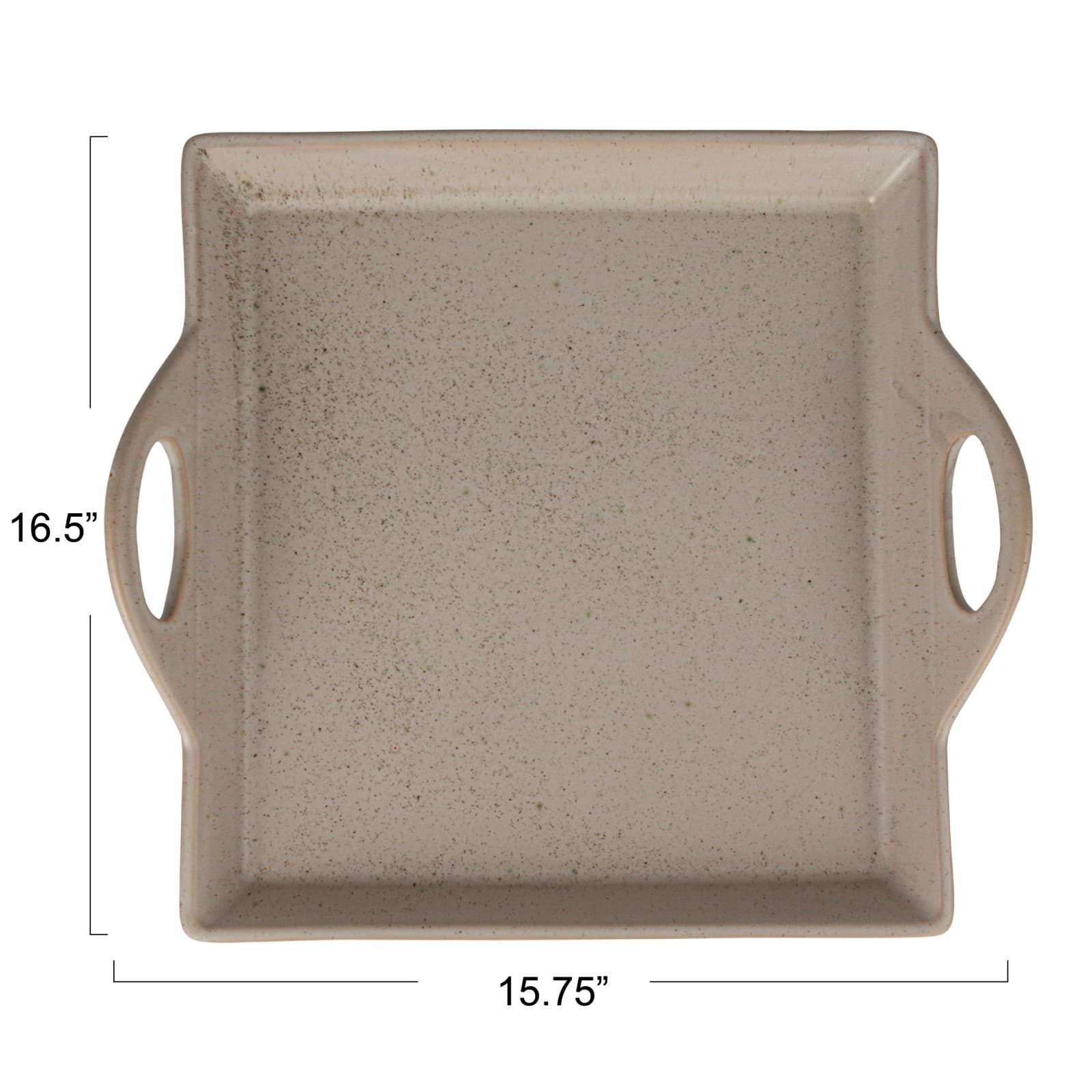 Hello Honey® 16.5" White Antique Elegance Stoneware Serving Tray with Handles