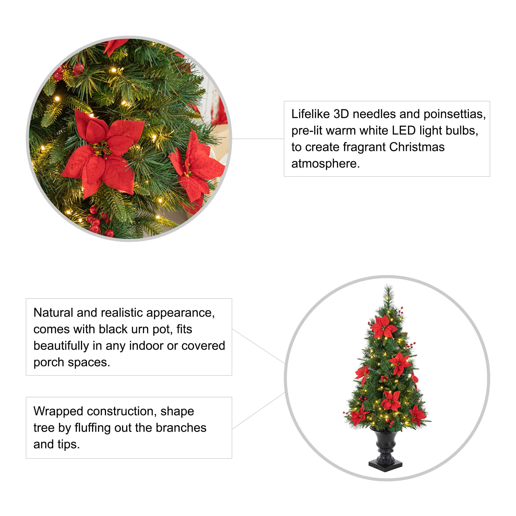 4ft. Pre-Lit Pine Artificial Christmas Porch Tree