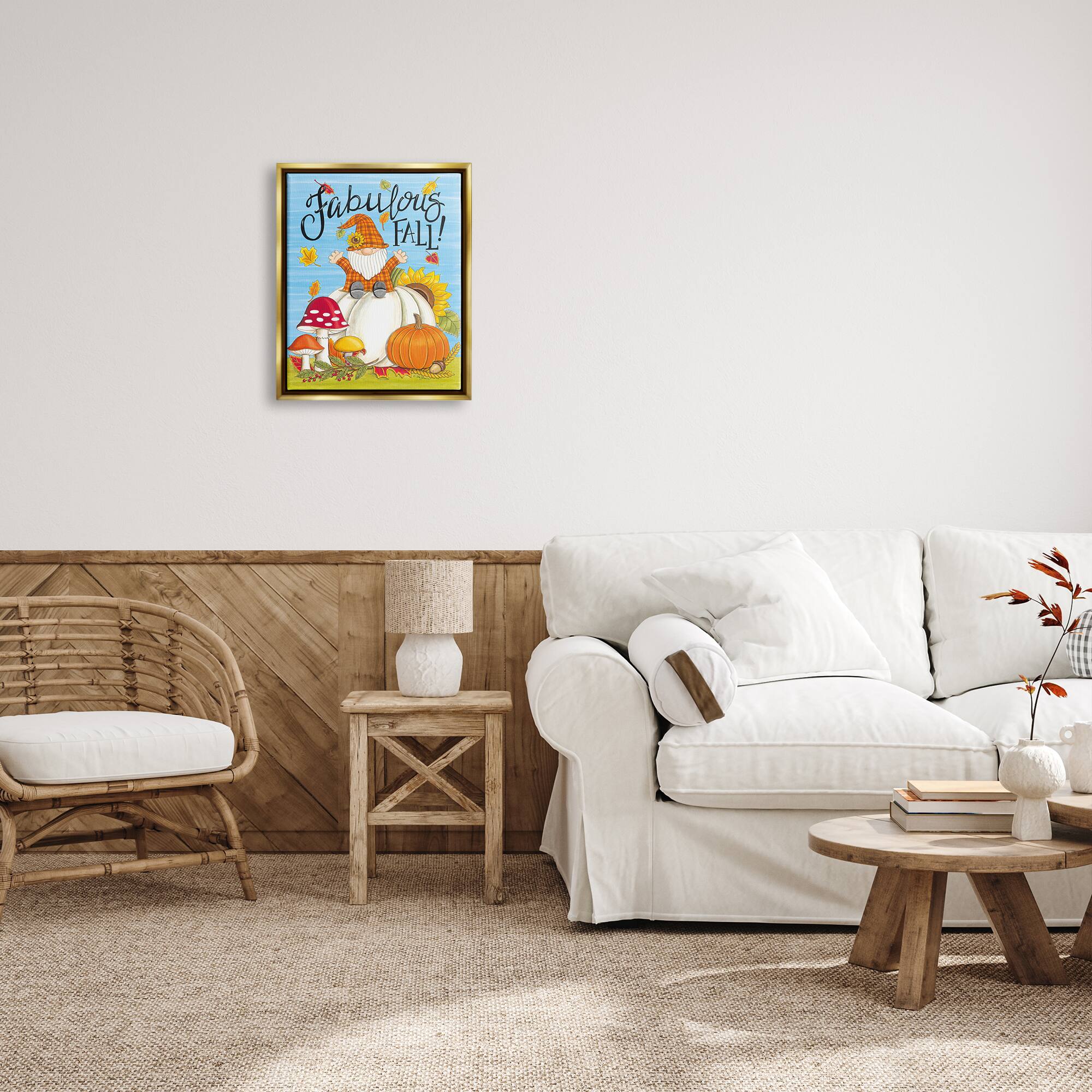 Stupell Industries Fabulous Fall Gnome Framed Floater Canvas Wall Art