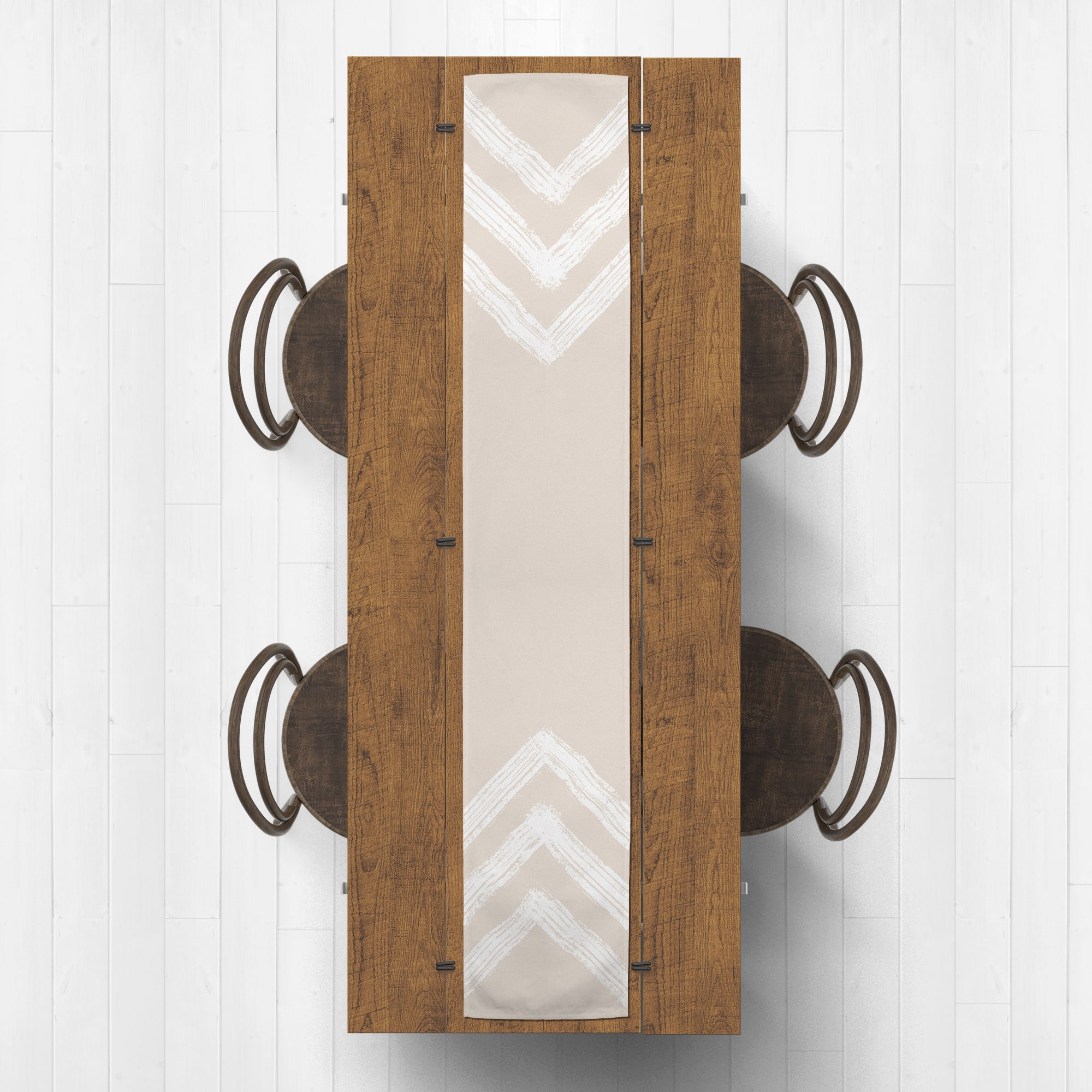 7.5ft. Neutral Zags Cotton Twill Table Runner