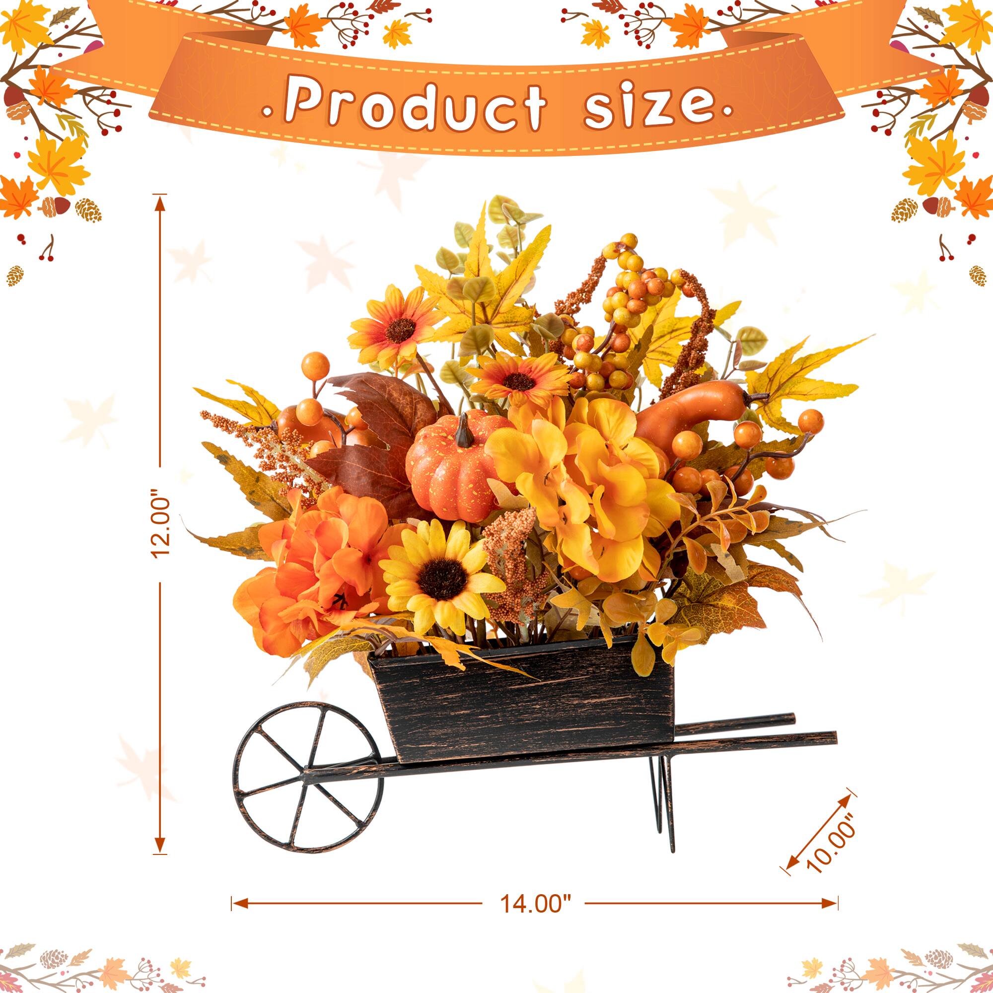 Glitzhome® 14" Fall Floral Cart Centerpiece