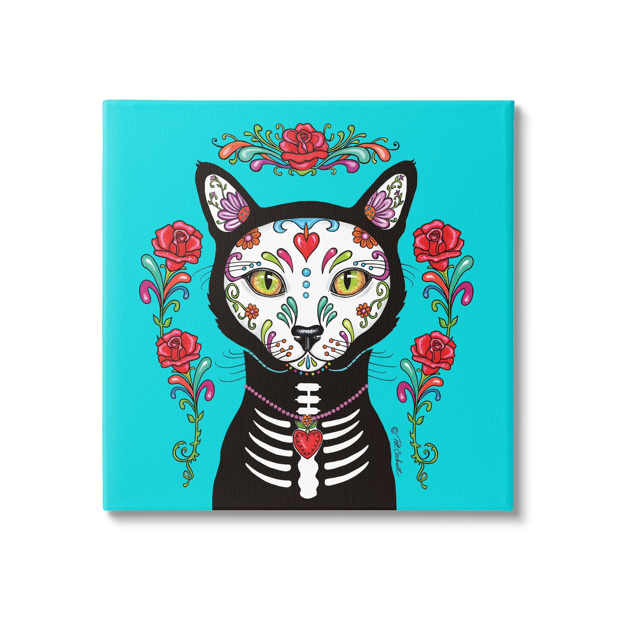 Stupell Industries Day of Dead Cat Portrait Canvas Wall Art