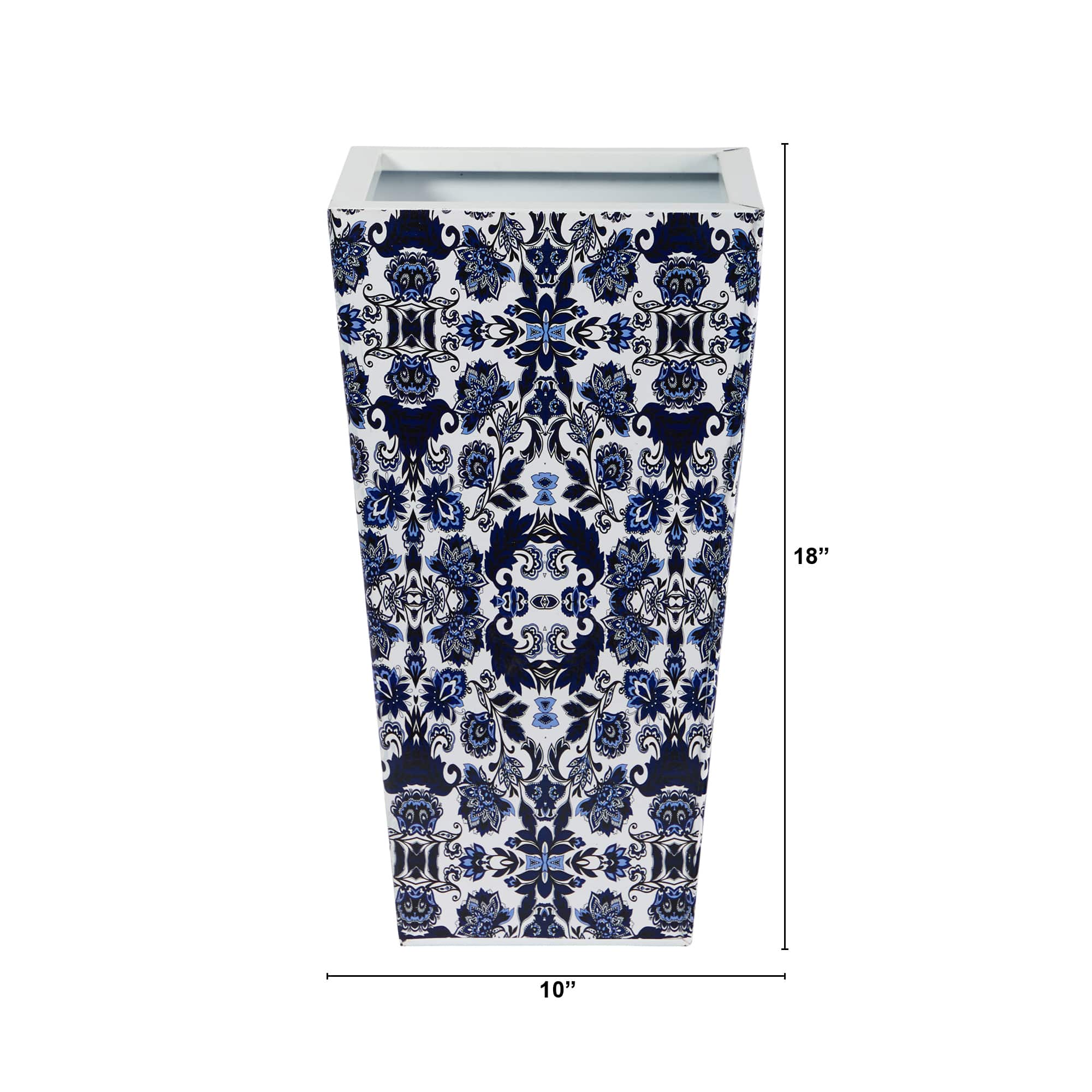18" Oriental Blue and White Classic Metal Planter