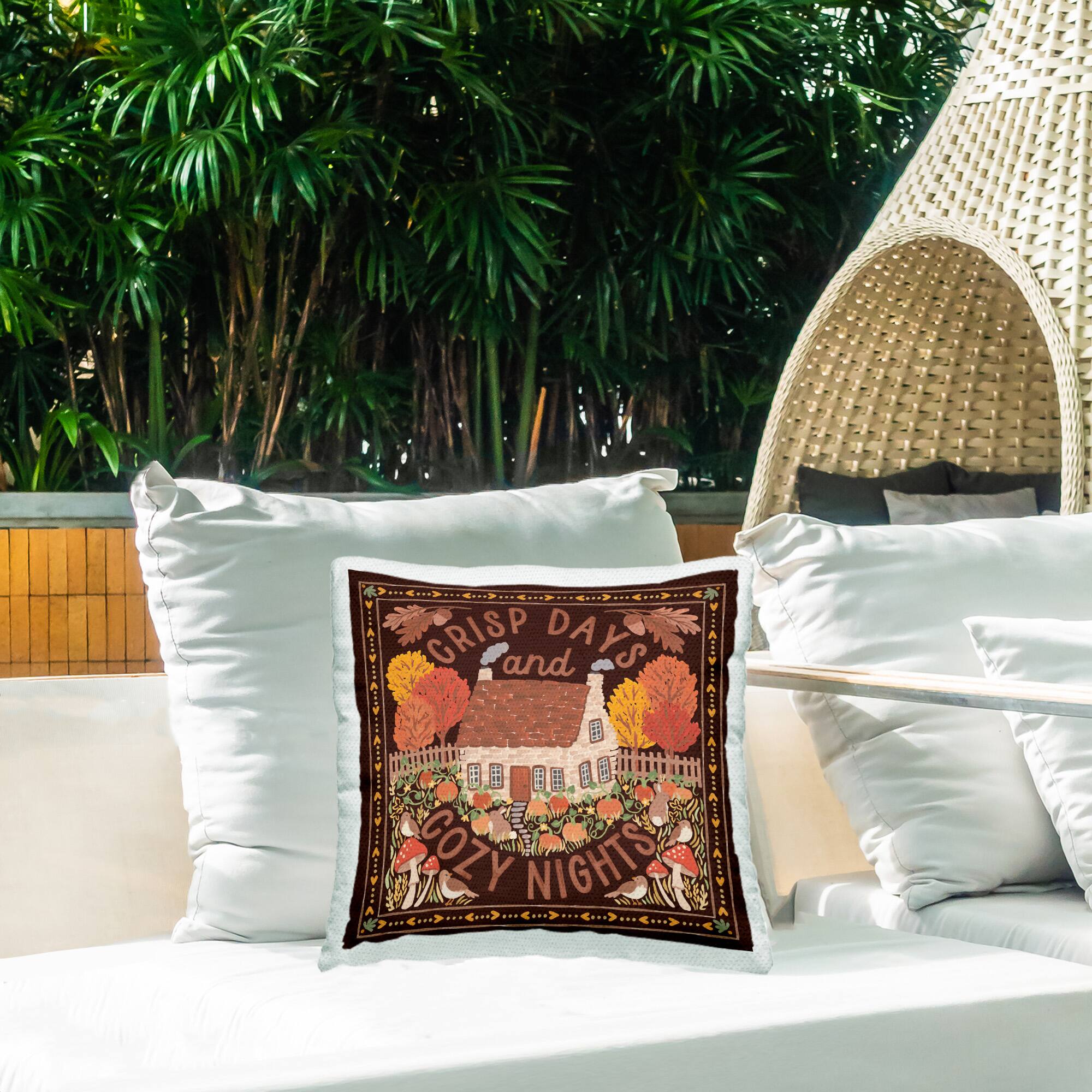 Stupell Industries Crisp Days Fall Phrase Outdoor Printed Pillow