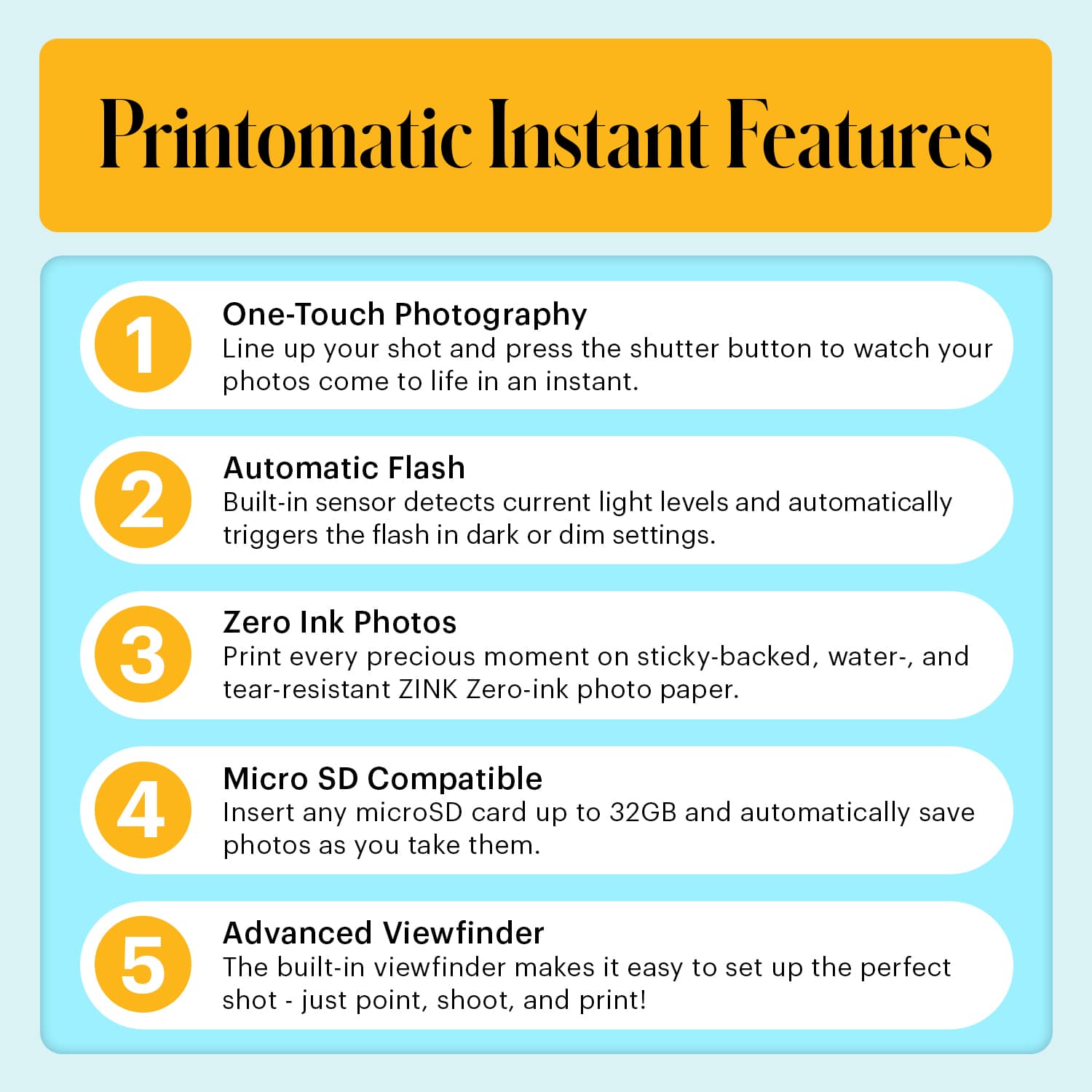 KODAK Printomatic Blue 5MP Instant Print Camera