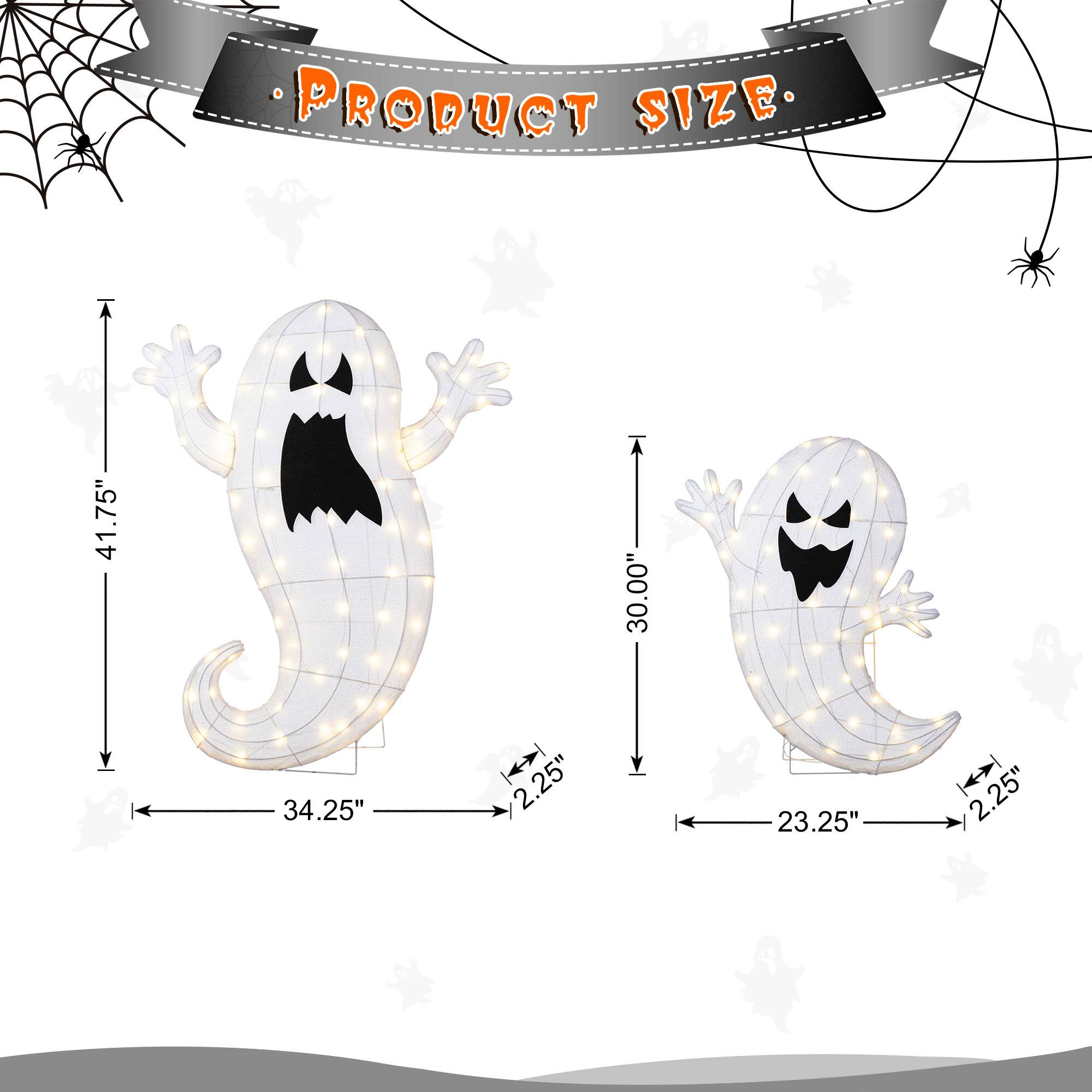 Glitzhome® Set of 2 Lighted Halloween 2.5D Ghosts Family Outdoor Decor
