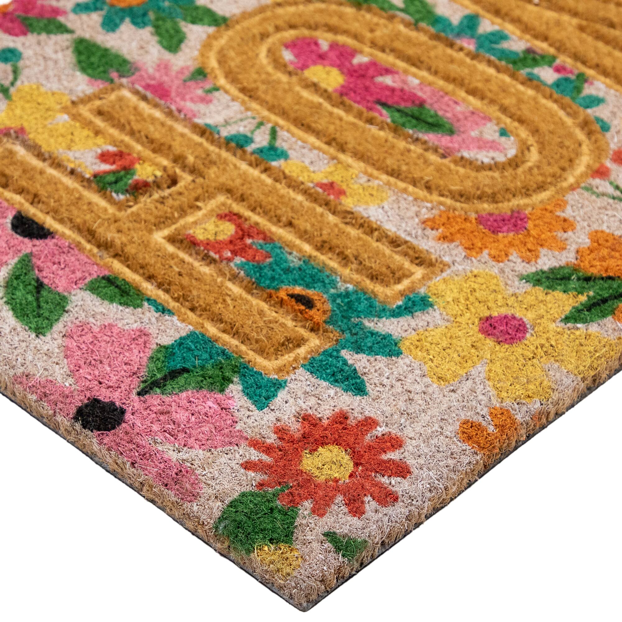 Pink & Orange Floral Home Doormat
