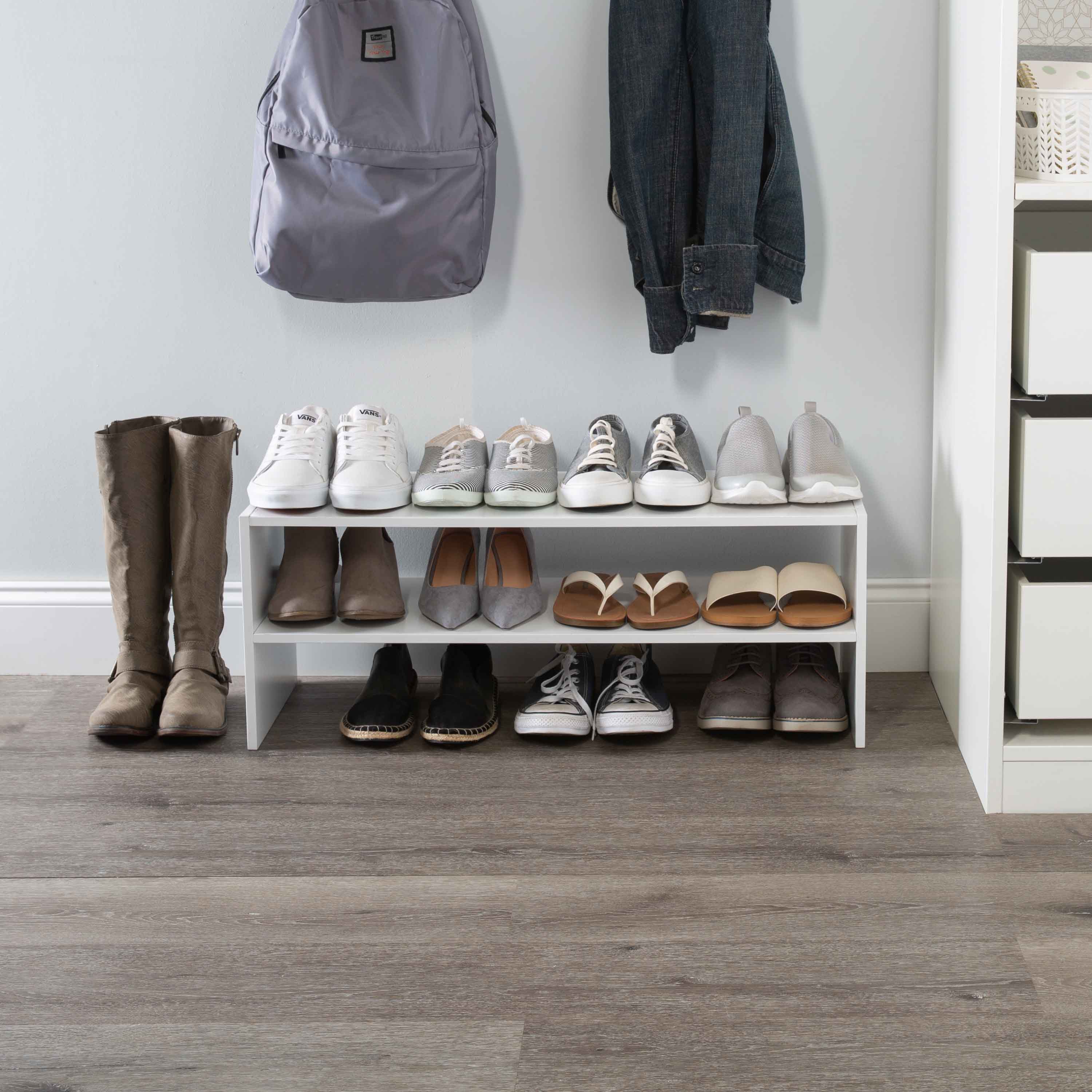 Organize It All White 2 Shelf Stackable Shoe Rack
