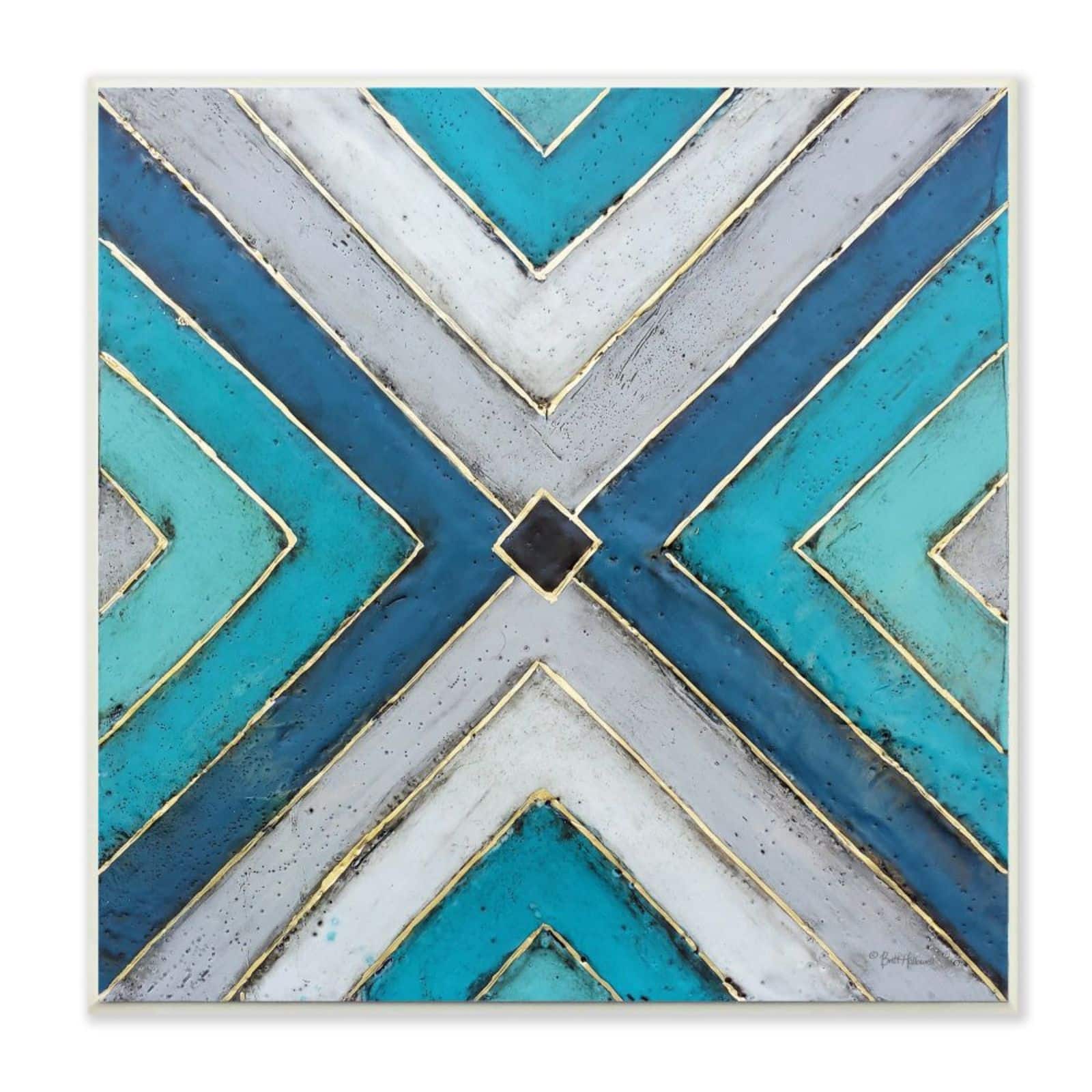 Stupell Industries Blue & Gray Geometric Pattern Wooden Wall Plaque