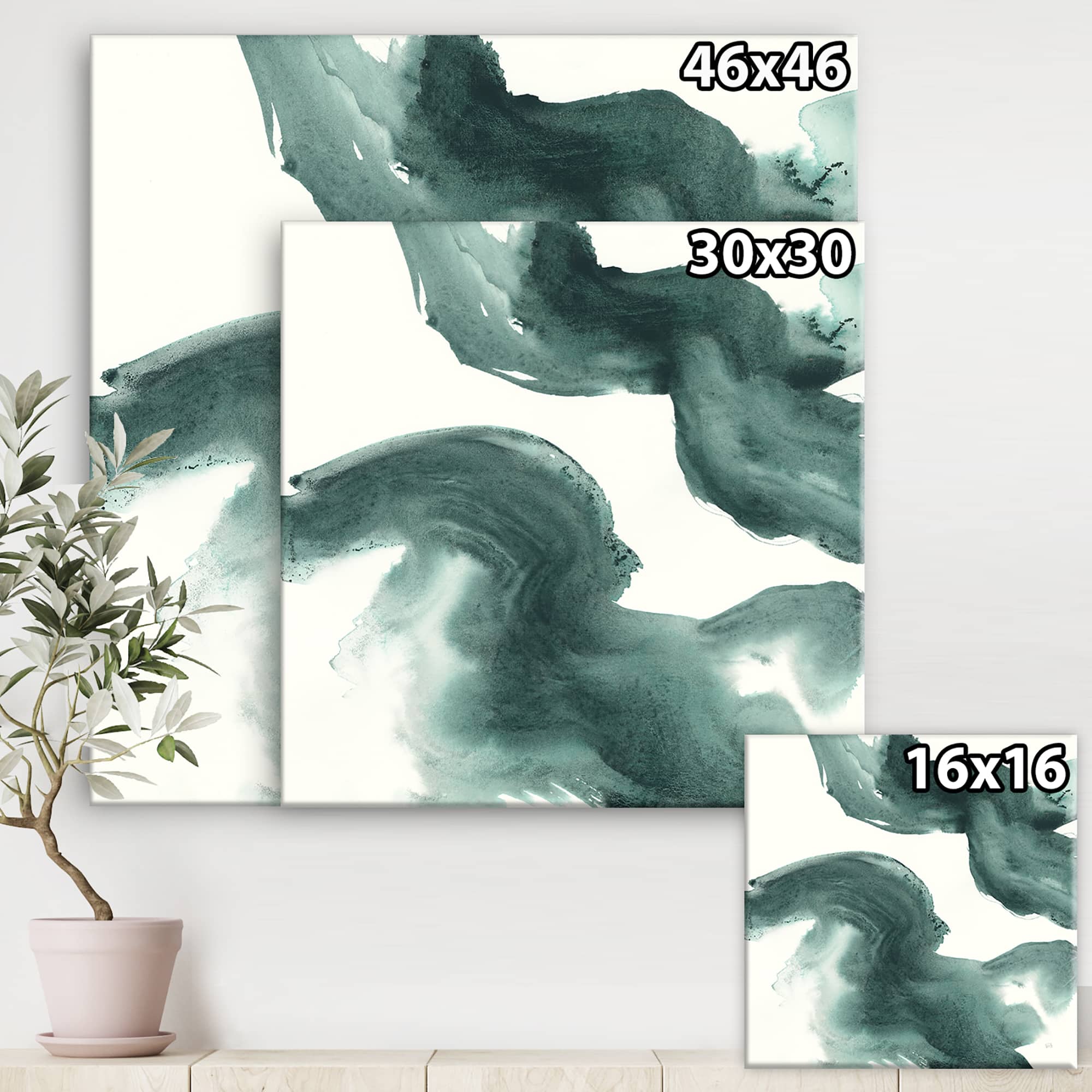 Designart - Gouache Green on Gray I
