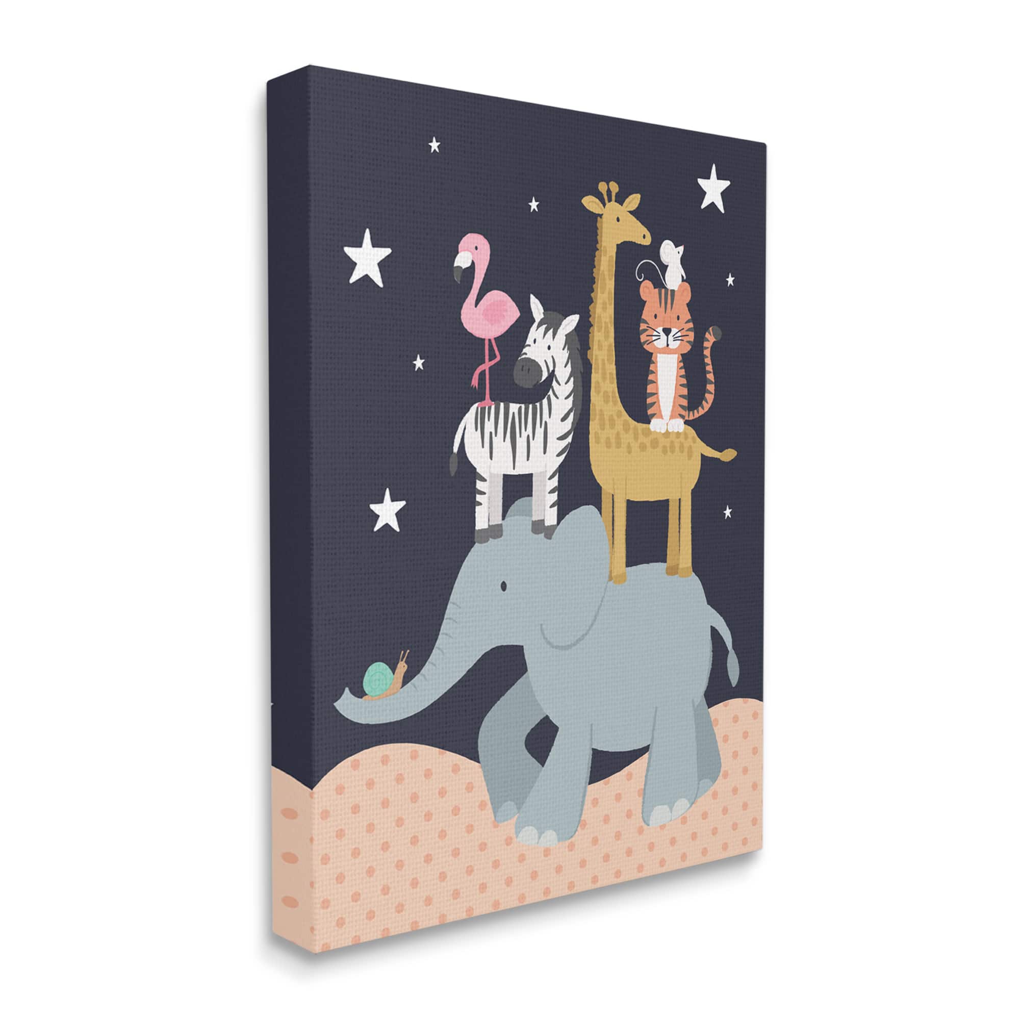 Stupell Industries Starry Night Sky Safari Animals Elephant Giraffe Zebra Canvas Wall Art