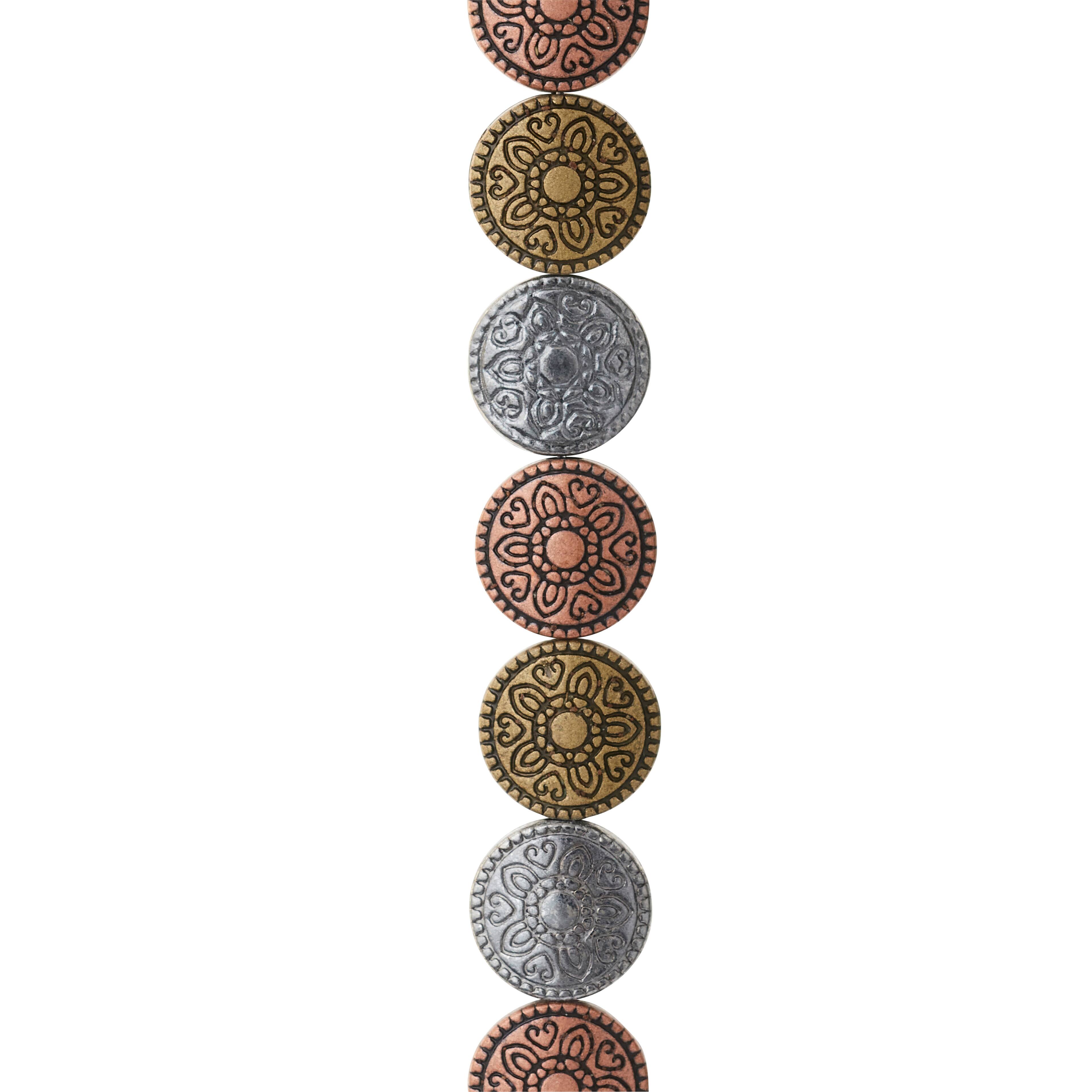 Carved Metal Round Beads, 10mm by Bead Landing™